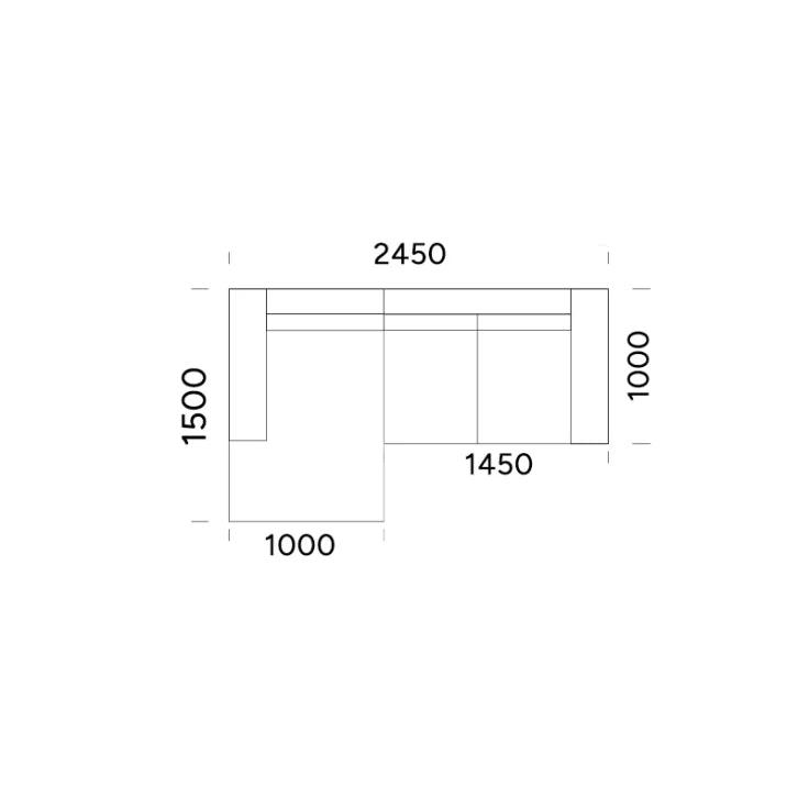 Narożnik rozkładany prawostronny TYBERIAS Rosanero 245x150 cm Grupa 0 Eye on Design