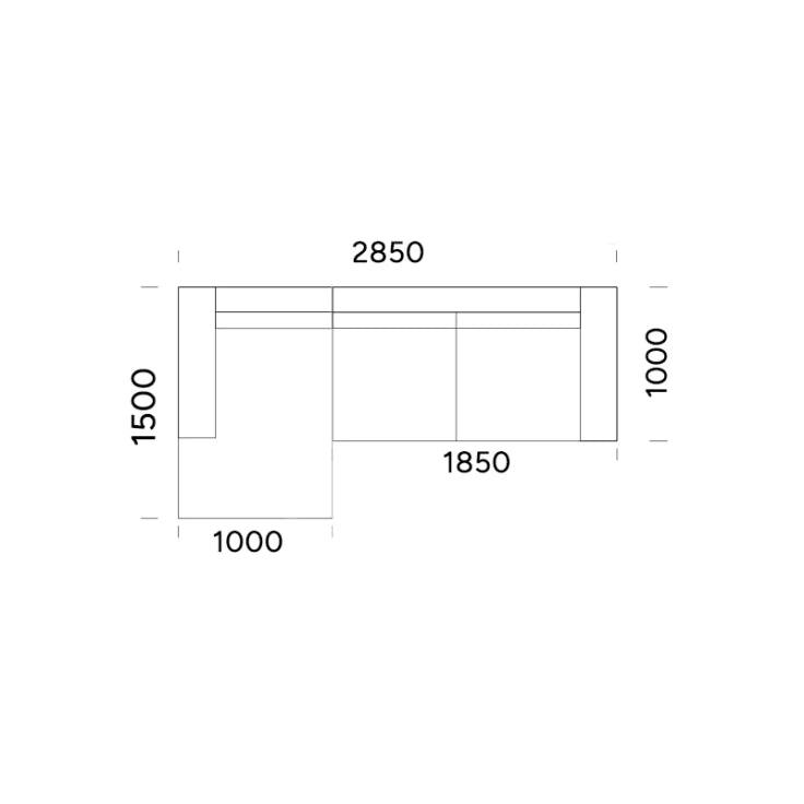 Narożnik rozkładany prawostronny TYBERIAS Rosanero 285x150x185 cm Grupa 0 Eye on Design