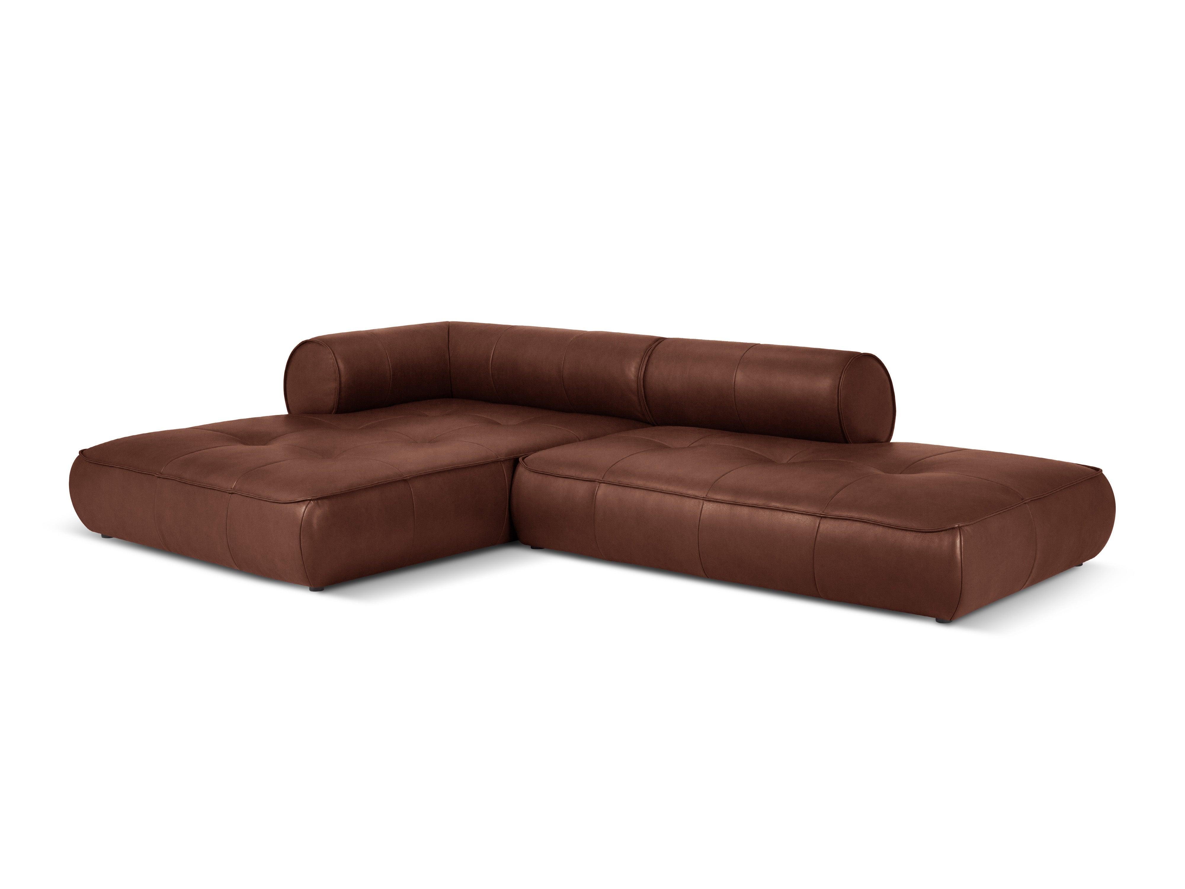 Narożnik skórzany lewostronny otwarty LILY brązowy Maison Heritage Eye on Design