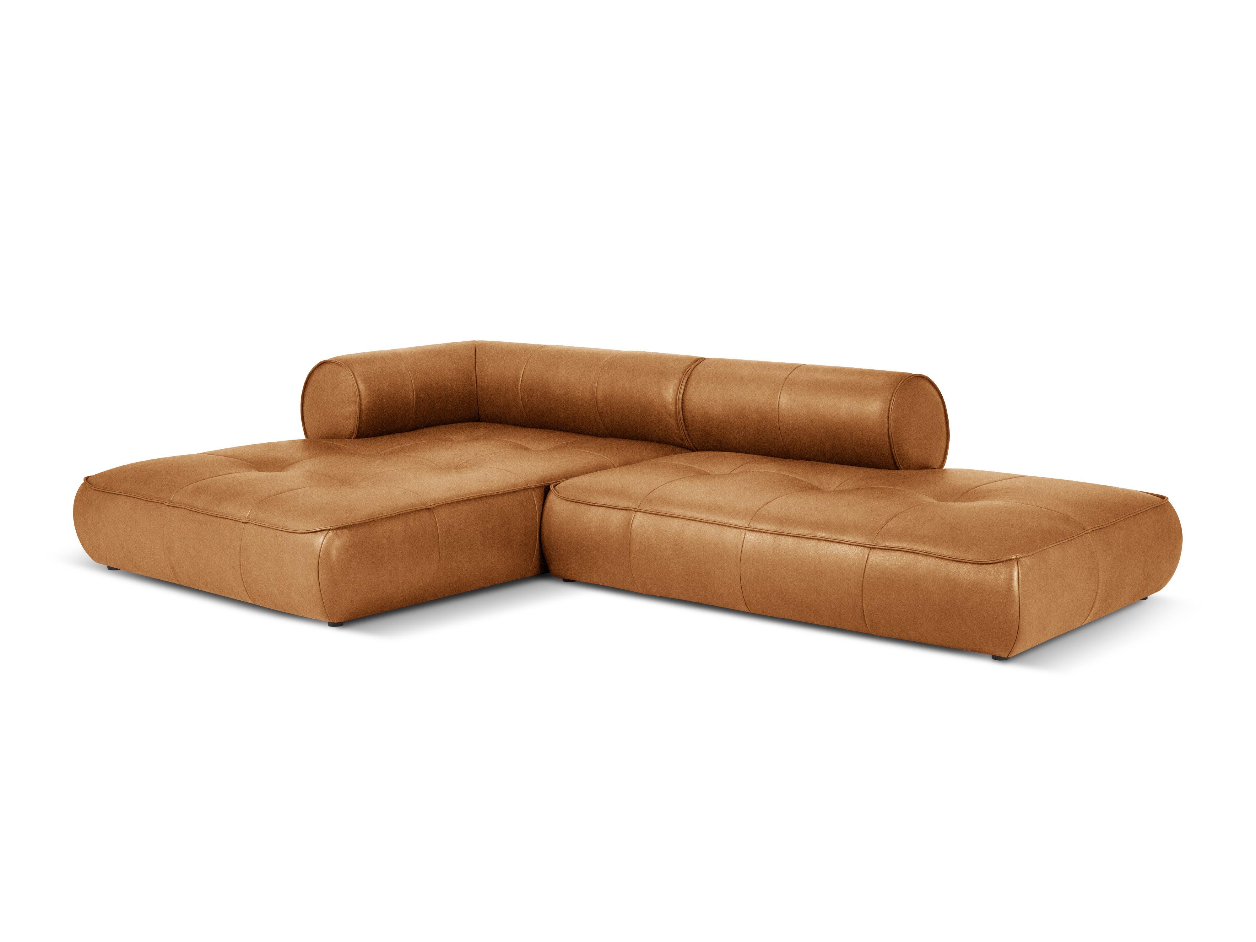 Narożnik skórzany lewostronny otwarty LILY koniakowy Maison Heritage Eye on Design