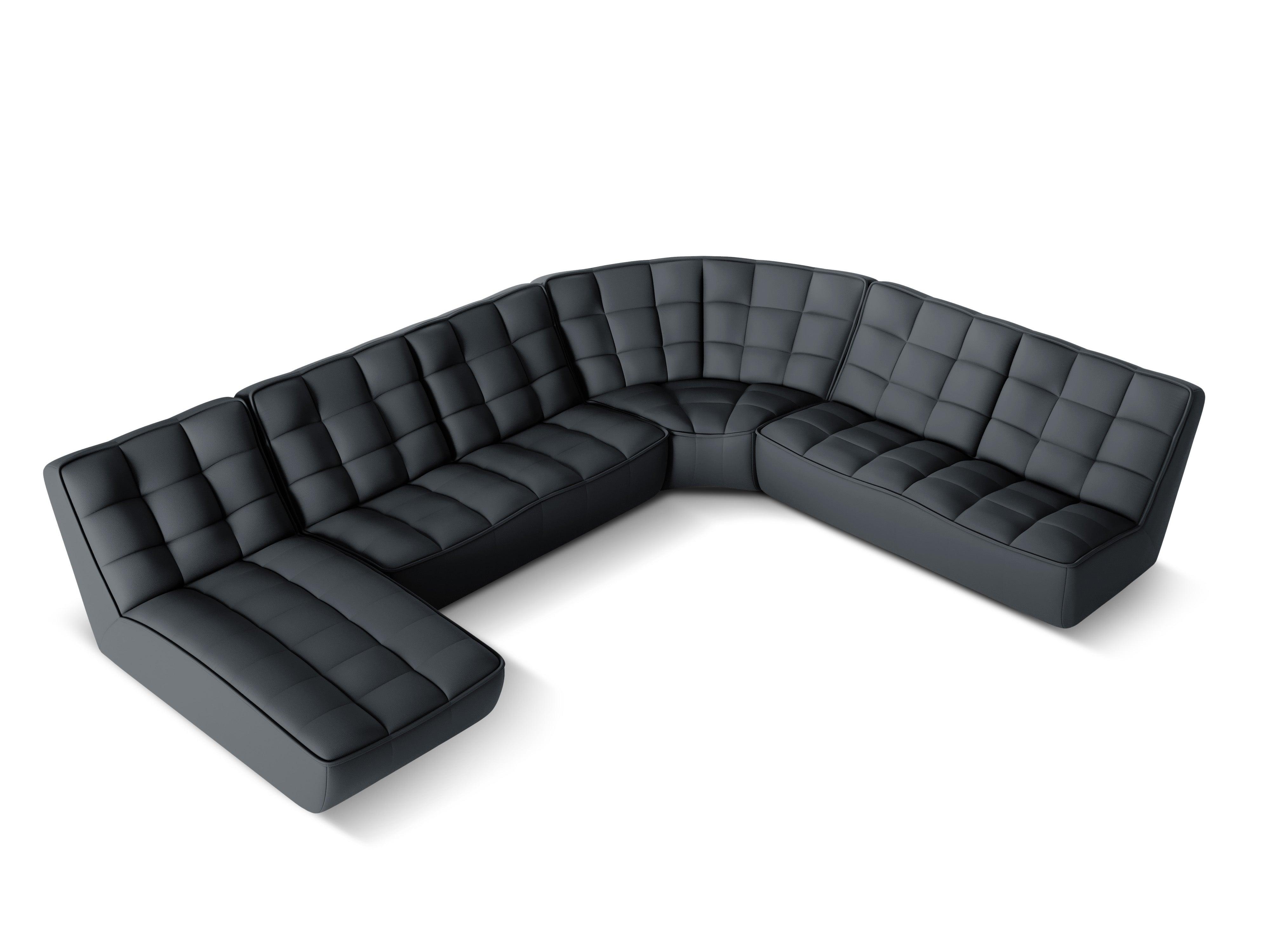 Narożnik skórzany panoramiczny prawostronny MONI grafitowy Maison Heritage Eye on Design