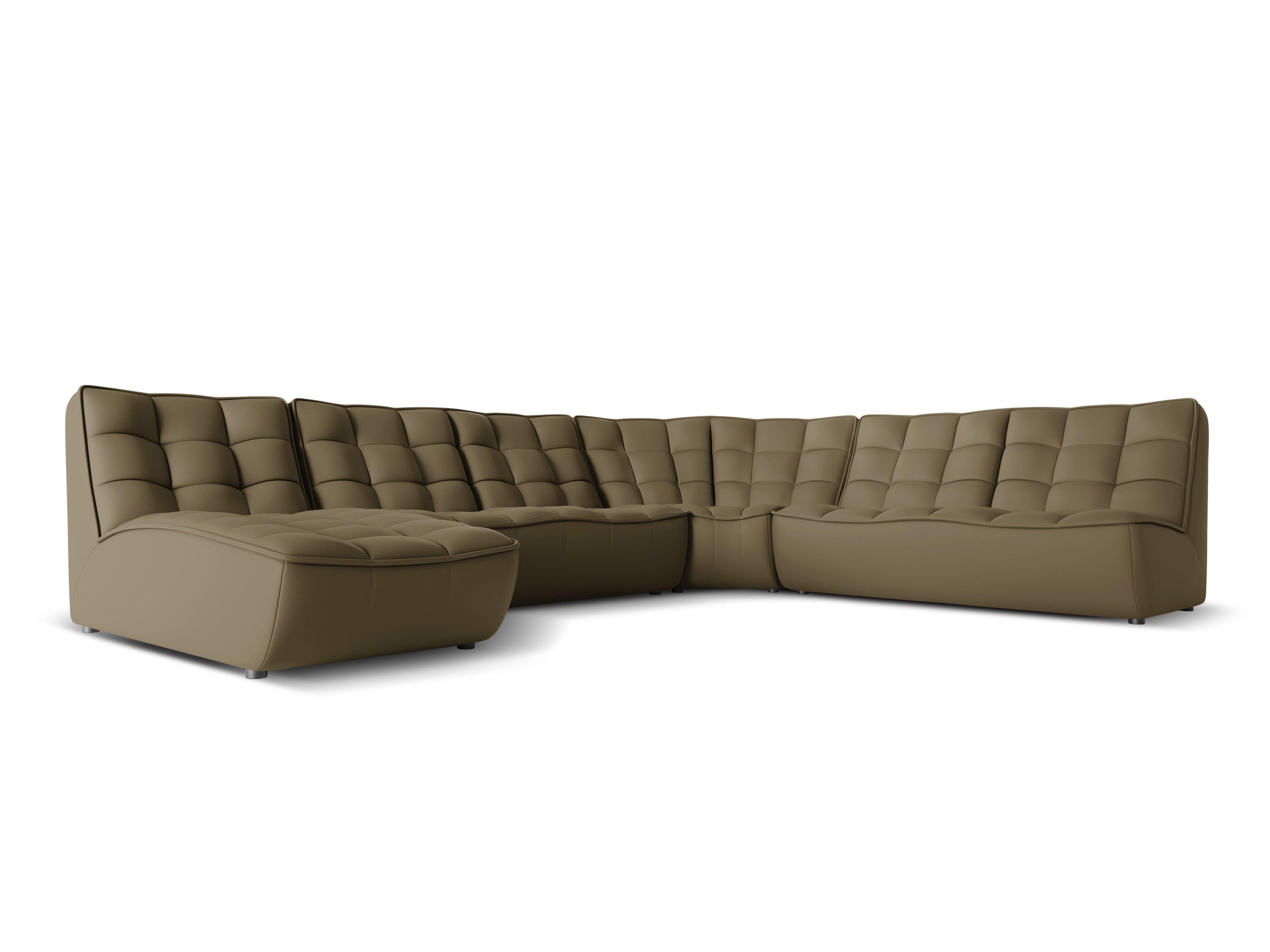 Narożnik skórzany panoramiczny prawostronny MONI oliwkowy Maison Heritage Eye on Design