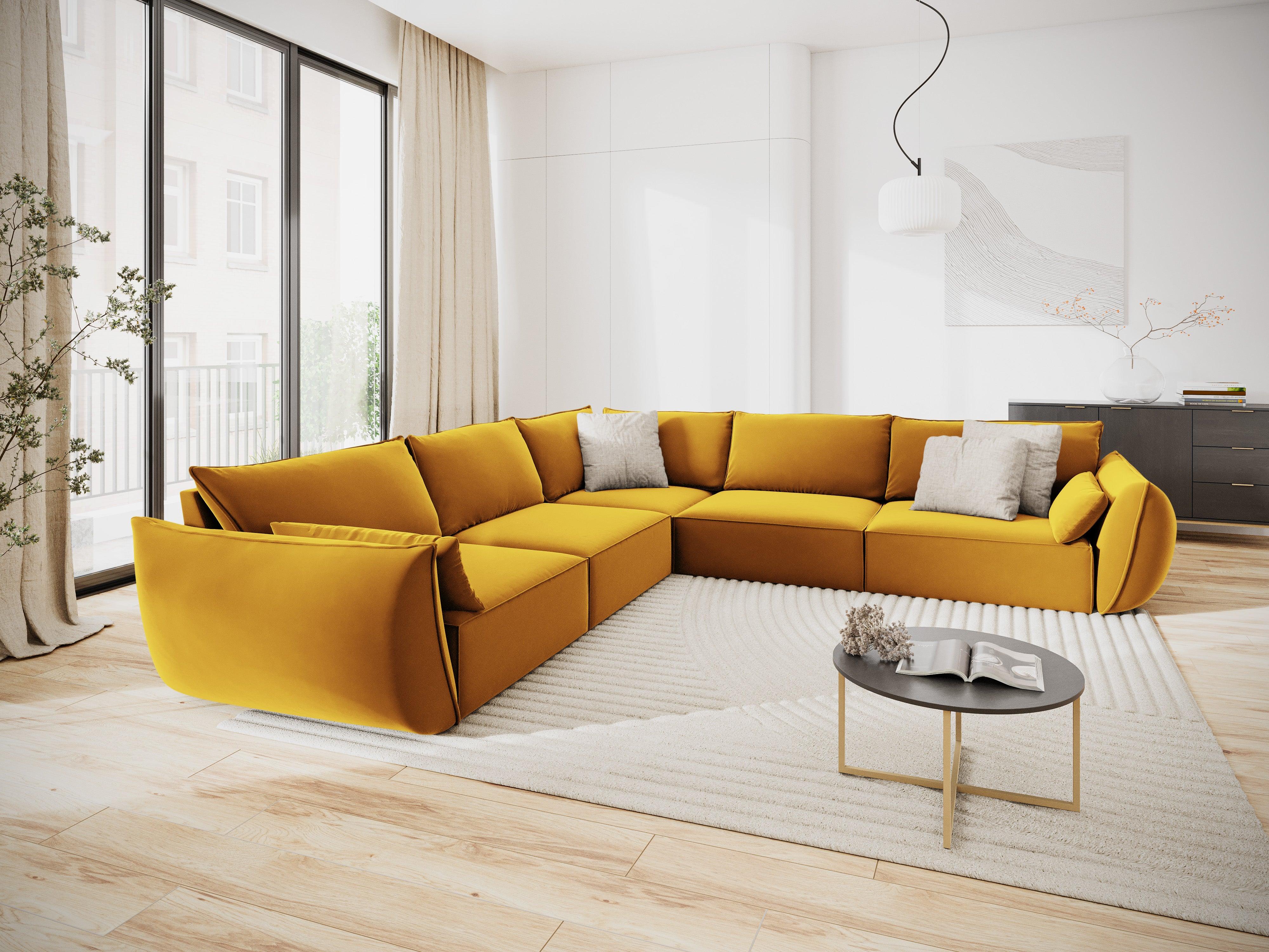 Narożnik symetryczny aksamitny VANDA musztardowy Mazzini Sofas Eye on Design