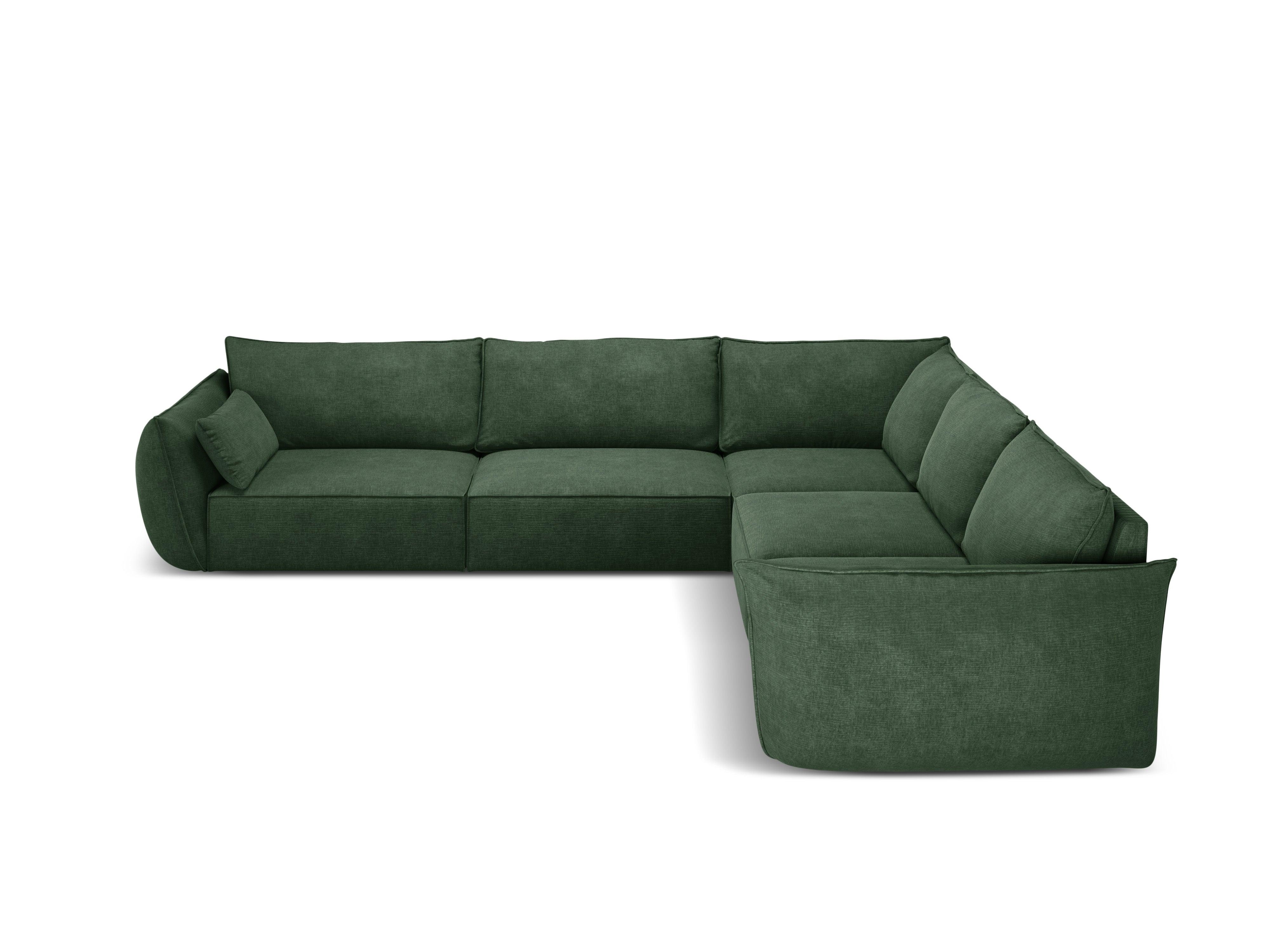Narożnik symetryczny w tkaninie szenilowej VANDA butelkowa zieleń Mazzini Sofas Eye on Design