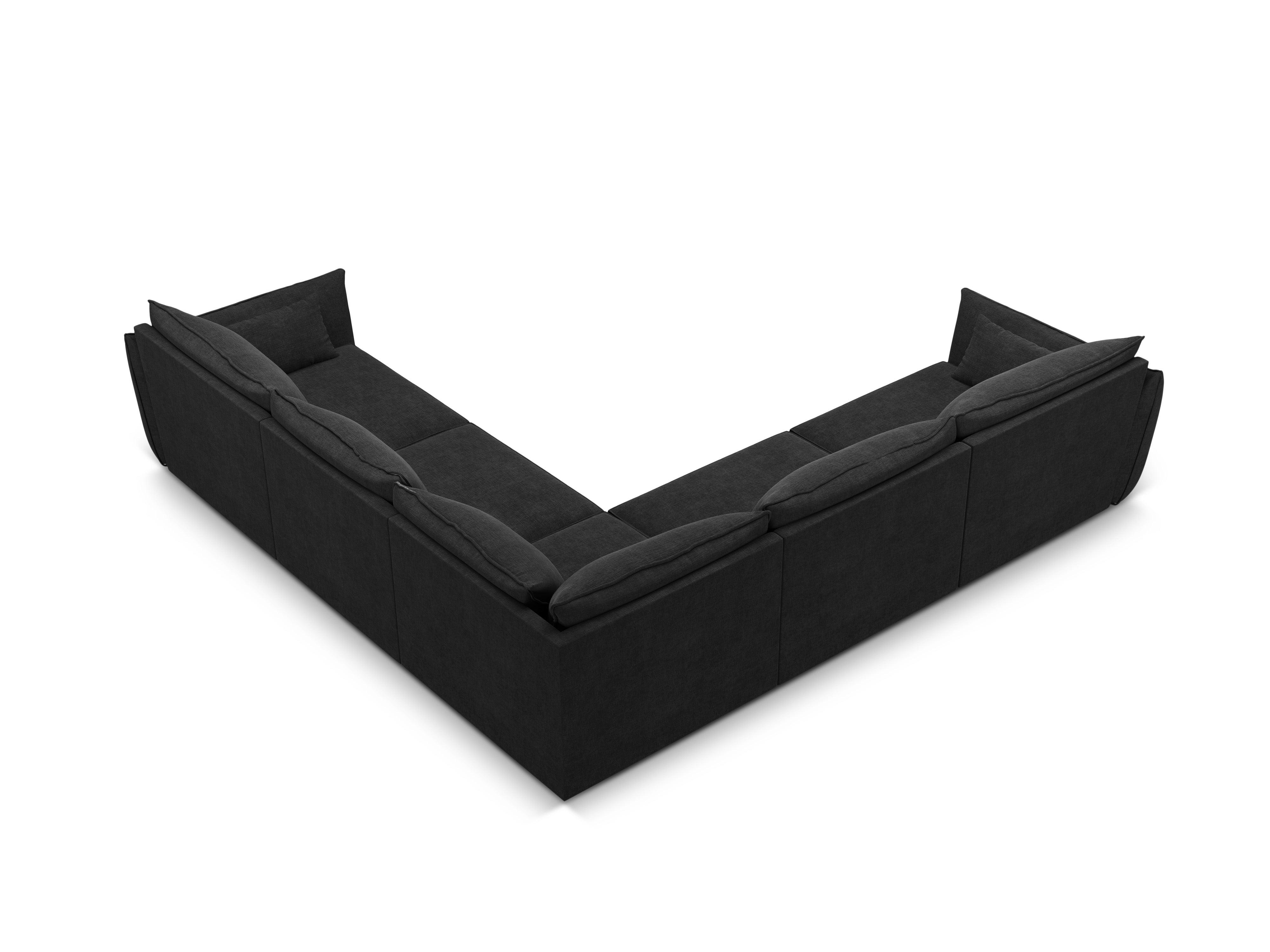 Narożnik symetryczny w tkaninie szenilowej VANDA czarny Mazzini Sofas Eye on Design