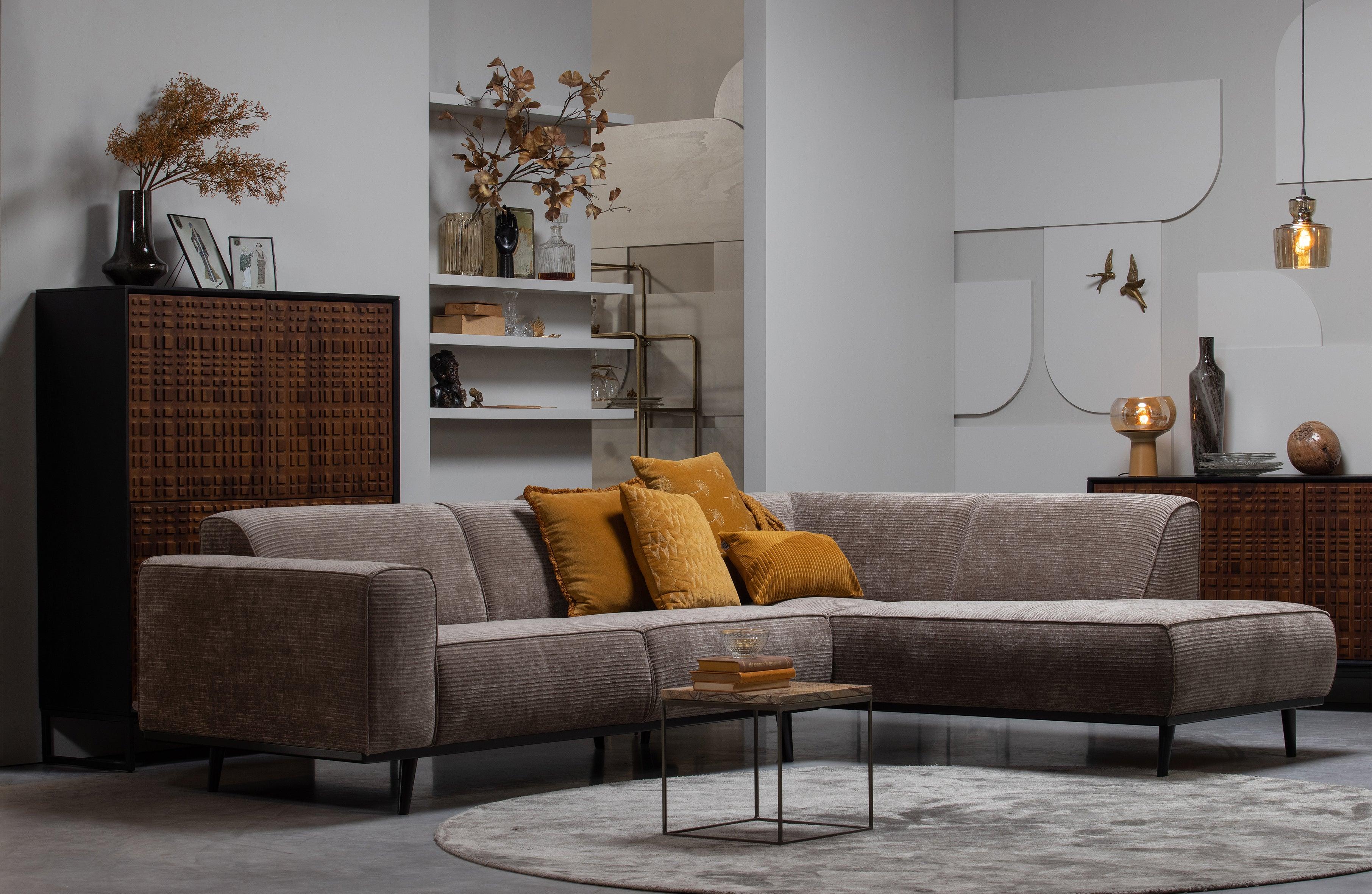 Rechtsseitige Eckcouch STATEMENT dunkelbeige Chenille