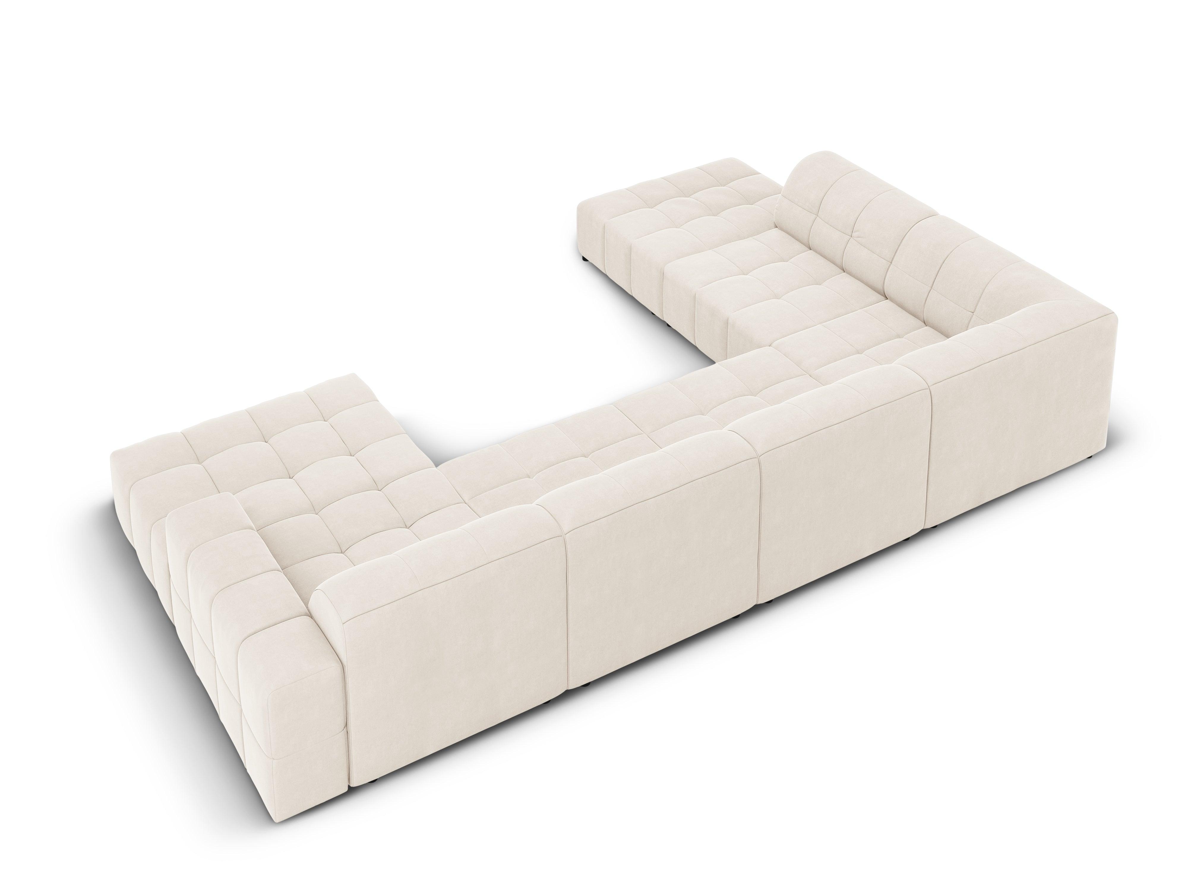 Narożnik w kształcie U aksamitny lewostronny CHICAGO jasnobeżowy Cosmopolitan Design Eye on Design