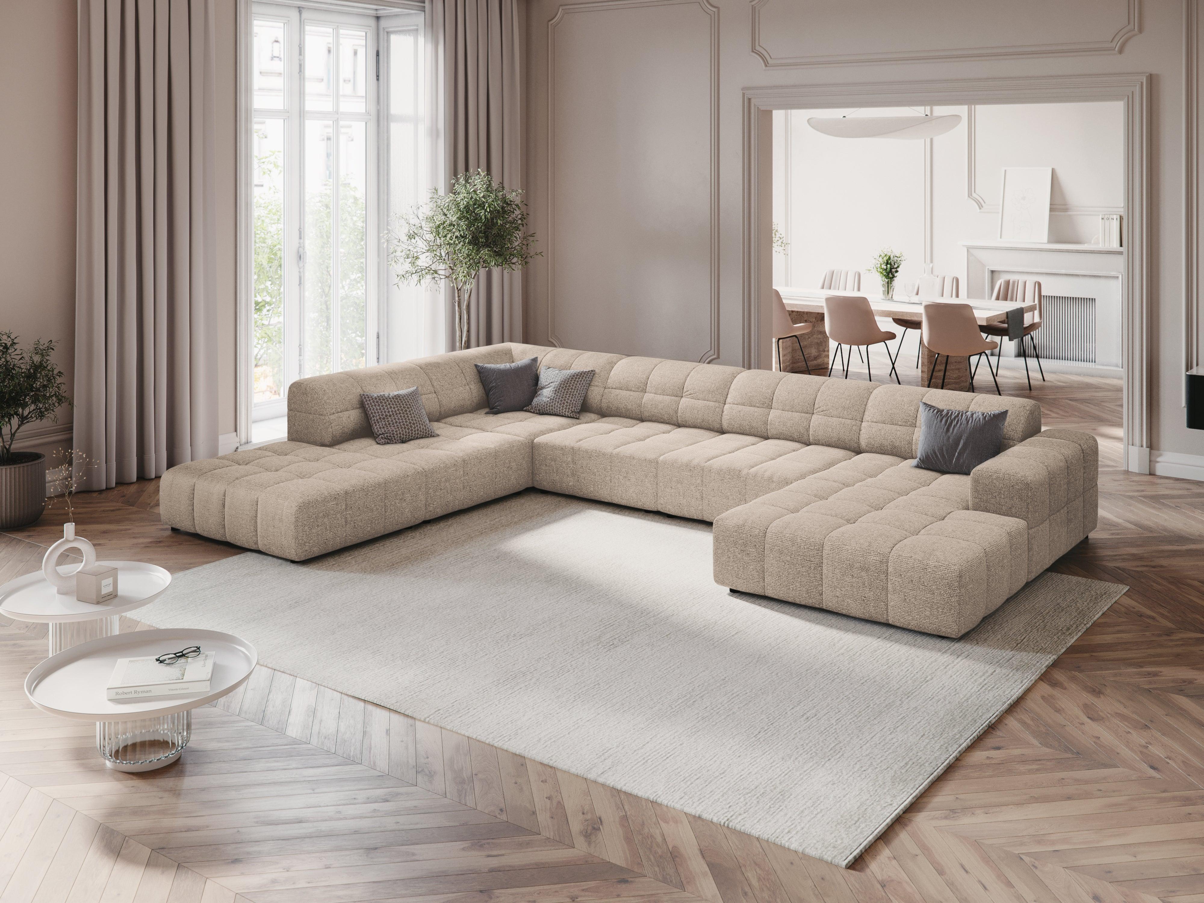 Narożnik w kształcie U lewostronny CHICAGO beżowy szenil Cosmopolitan Design Eye on Design