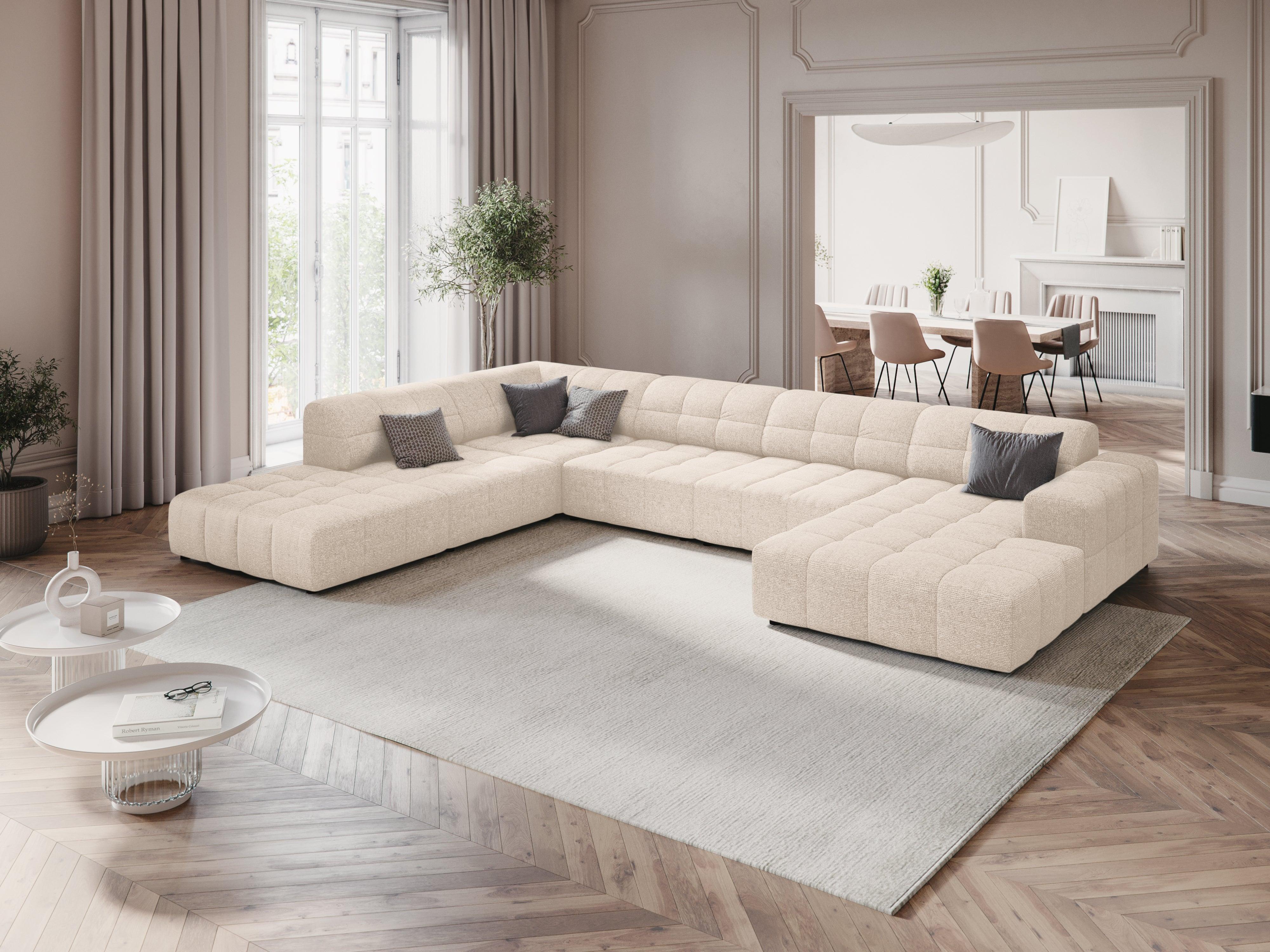 Narożnik w kształcie U lewostronny CHICAGO jasnobeżowy szenil Cosmopolitan Design Eye on Design