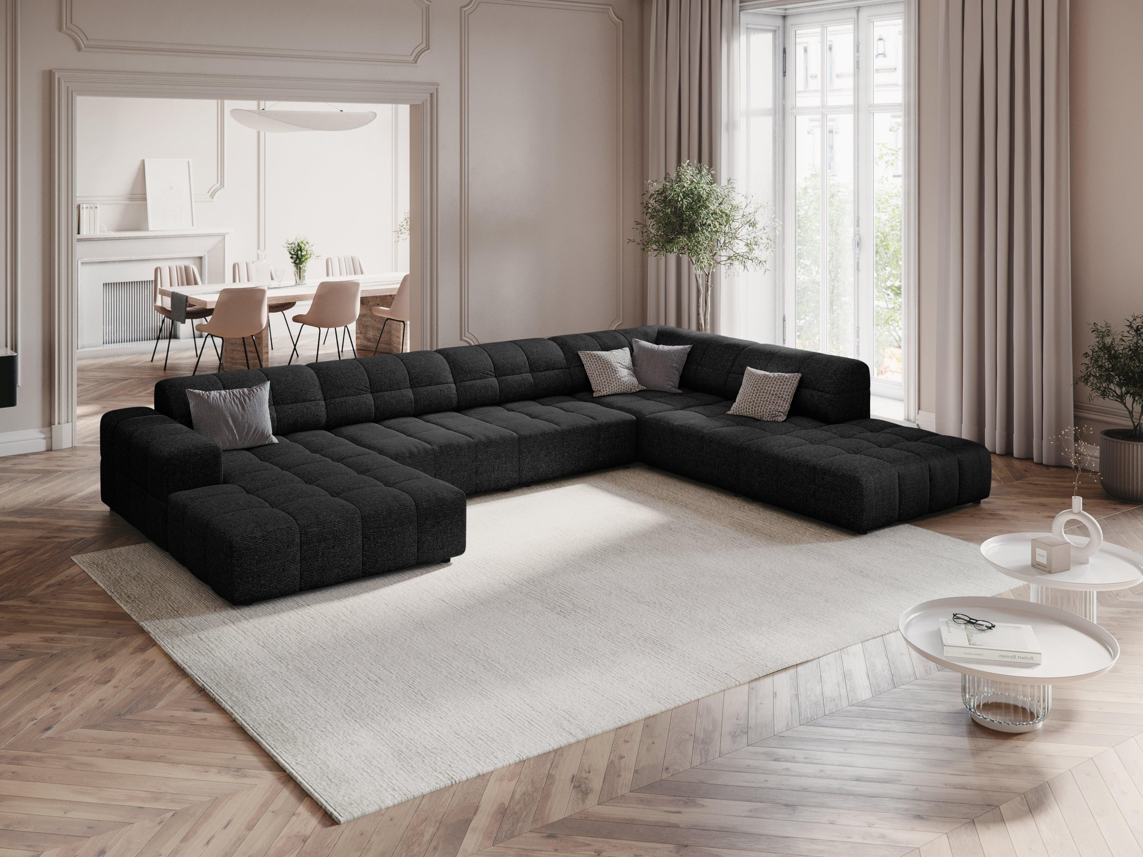 Narożnik w kształcie U prawostronny CHICAGO czarny szenil Cosmopolitan Design Eye on Design