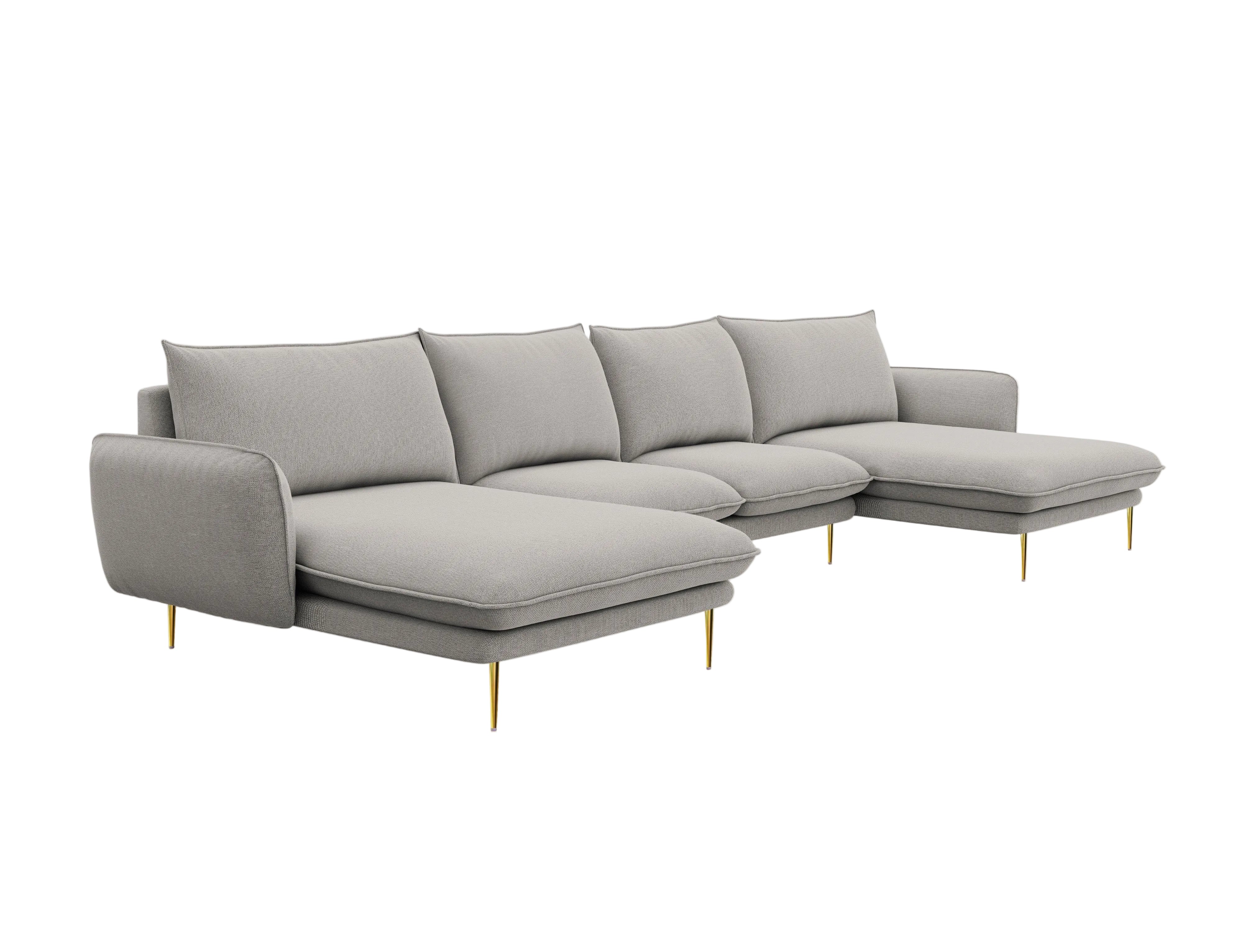 Narożnik w kształcie U VIENNA jasnoszary ze złotą podstawą Cosmopolitan Design Eye on Design