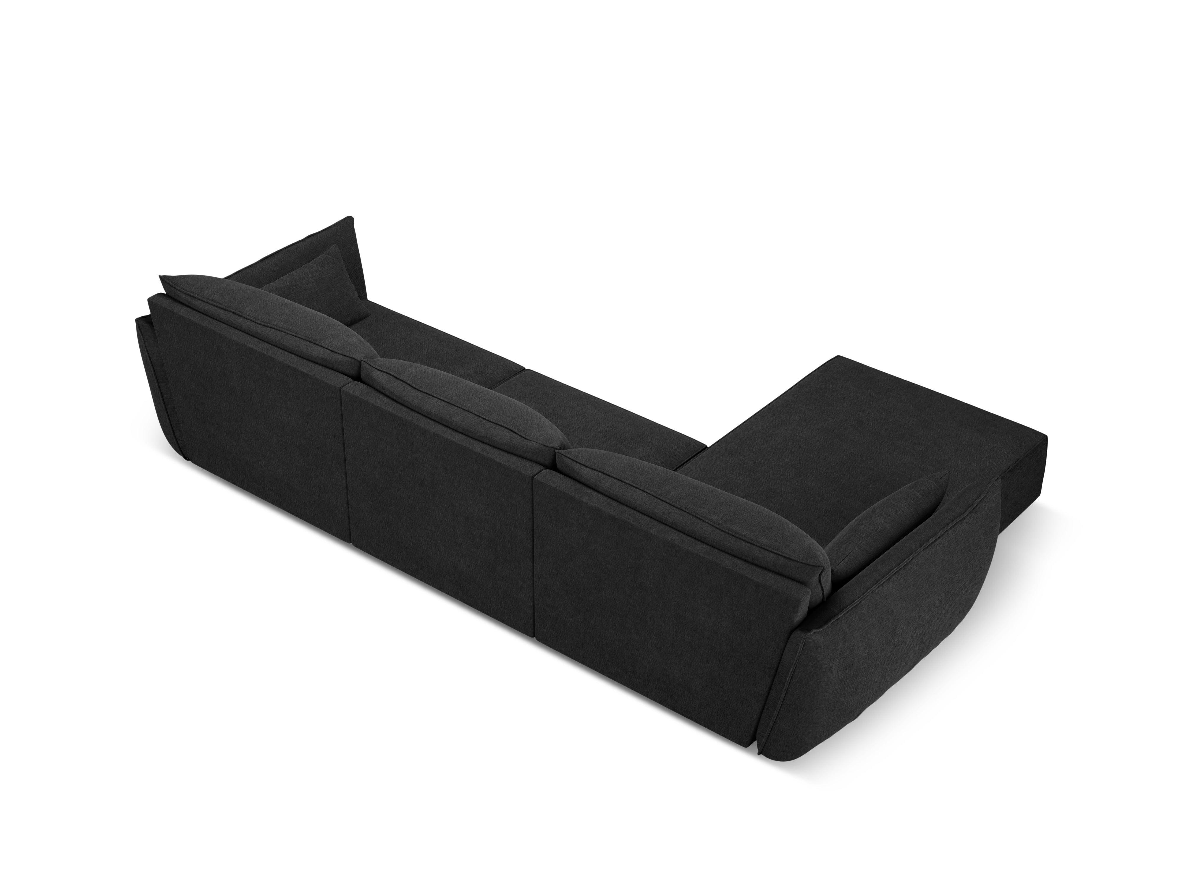 Narożnik w tkaninie szenilowej lewostronny 4-osobowy VANDA czarny Mazzini Sofas Eye on Design