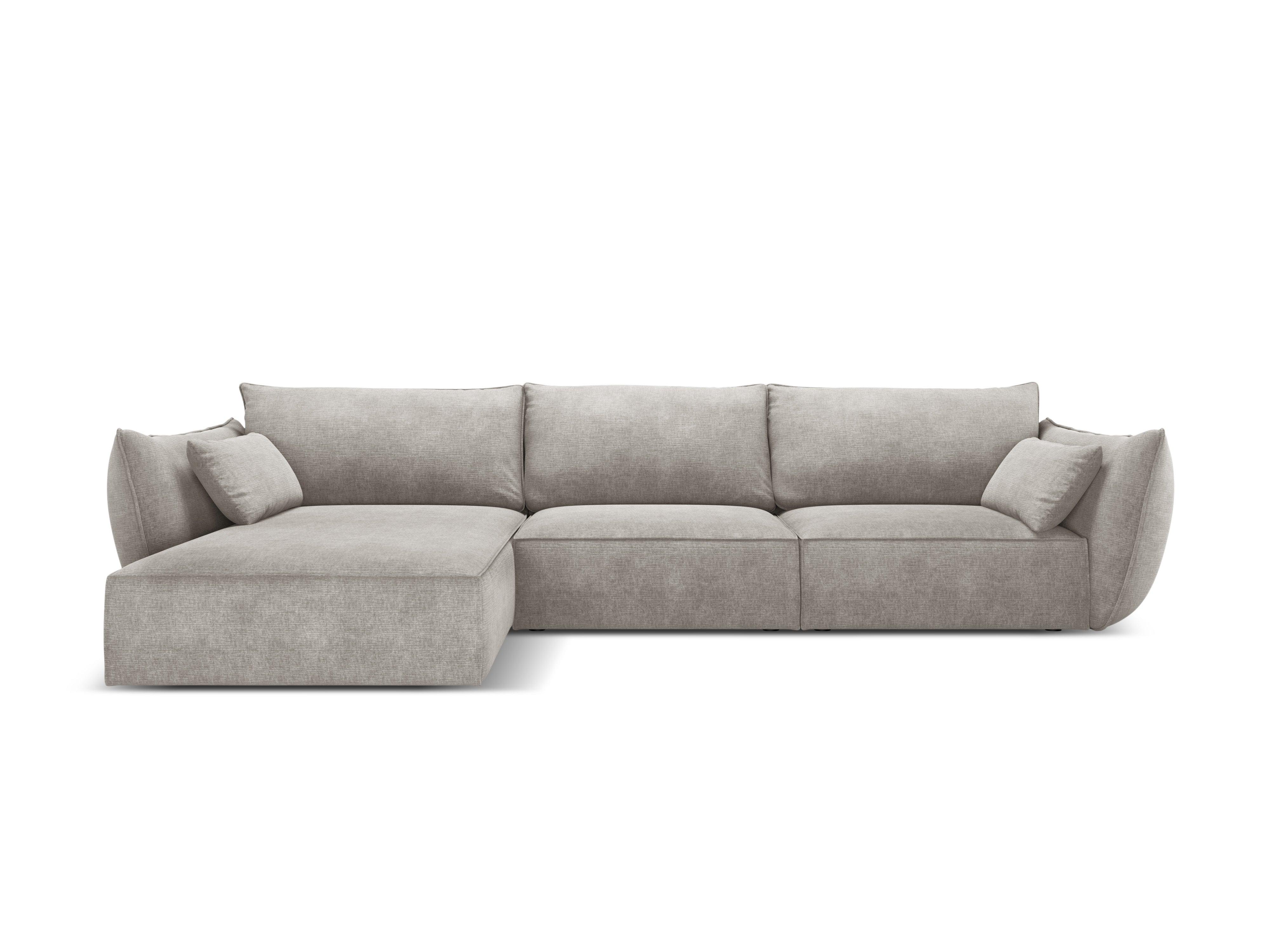 Narożnik w tkaninie szenilowej lewostronny 4-osobowy VANDA jasnoszary Mazzini Sofas Eye on Design