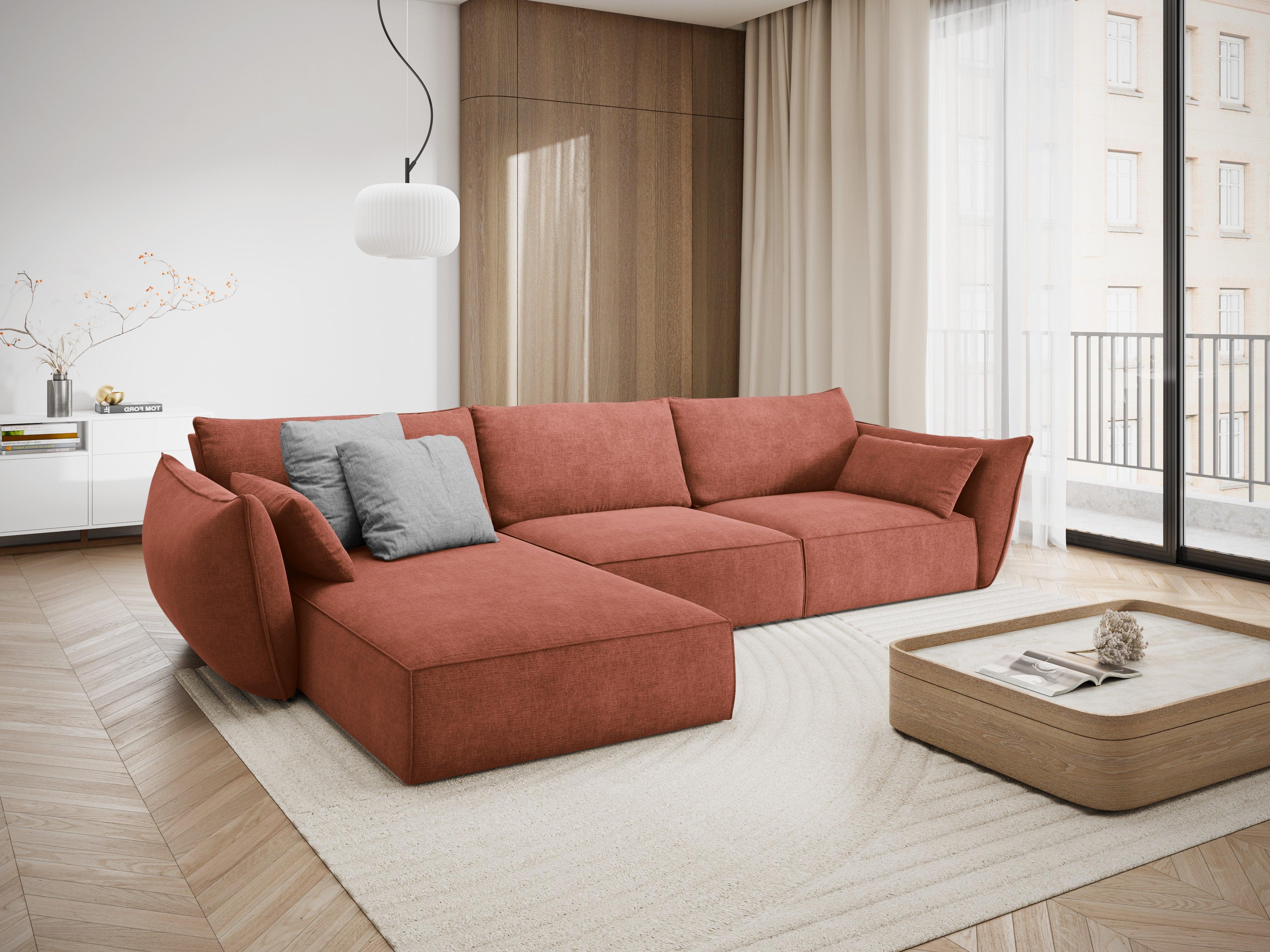 Narożnik w tkaninie szenilowej lewostronny 4-osobowy VANDA terracotta Mazzini Sofas Eye on Design