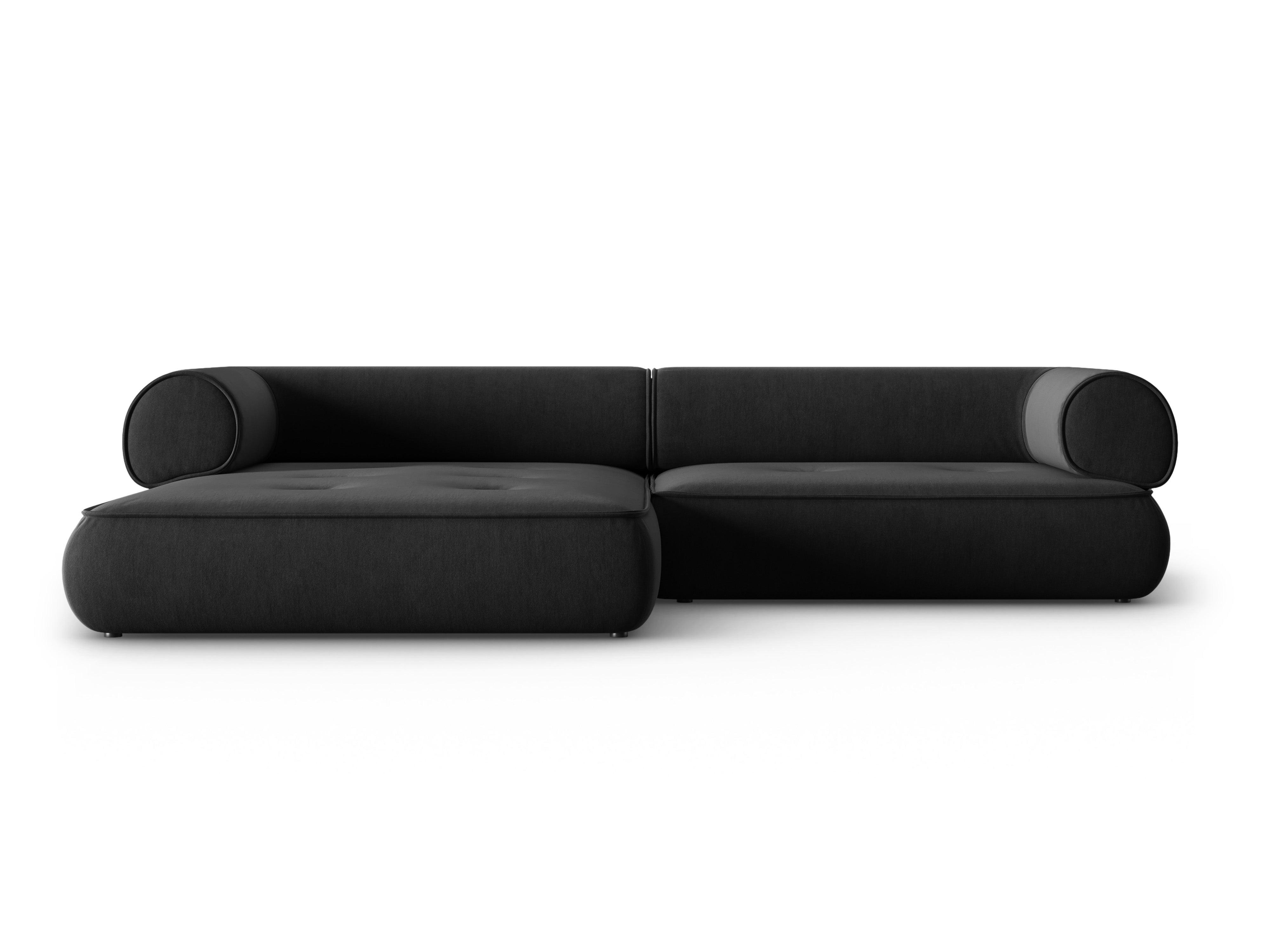 Narożnik w tkaninie szenilowej lewostronny LILY antracytowy Maison Heritage Eye on Design