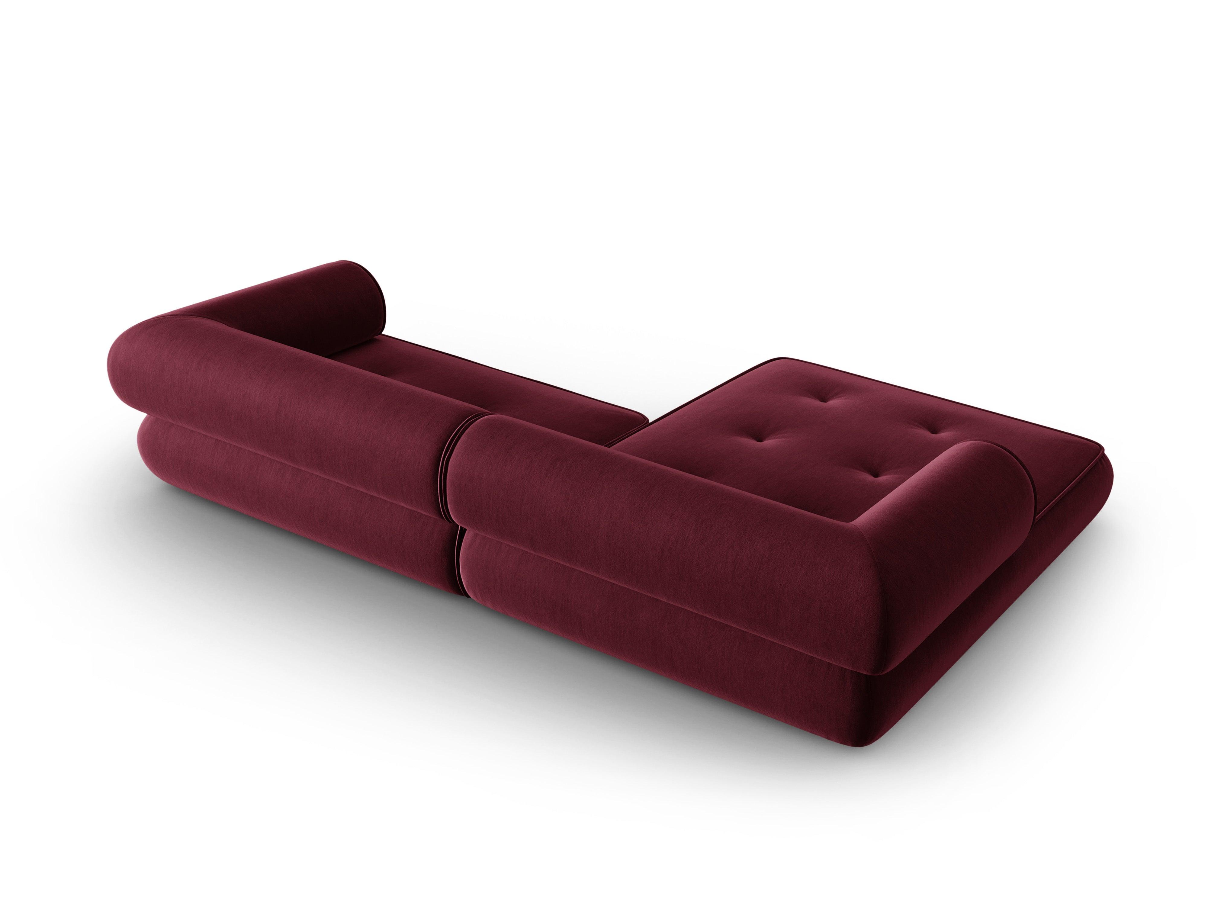 Narożnik w tkaninie szenilowej lewostronny LILY burgundowy Maison Heritage Eye on Design