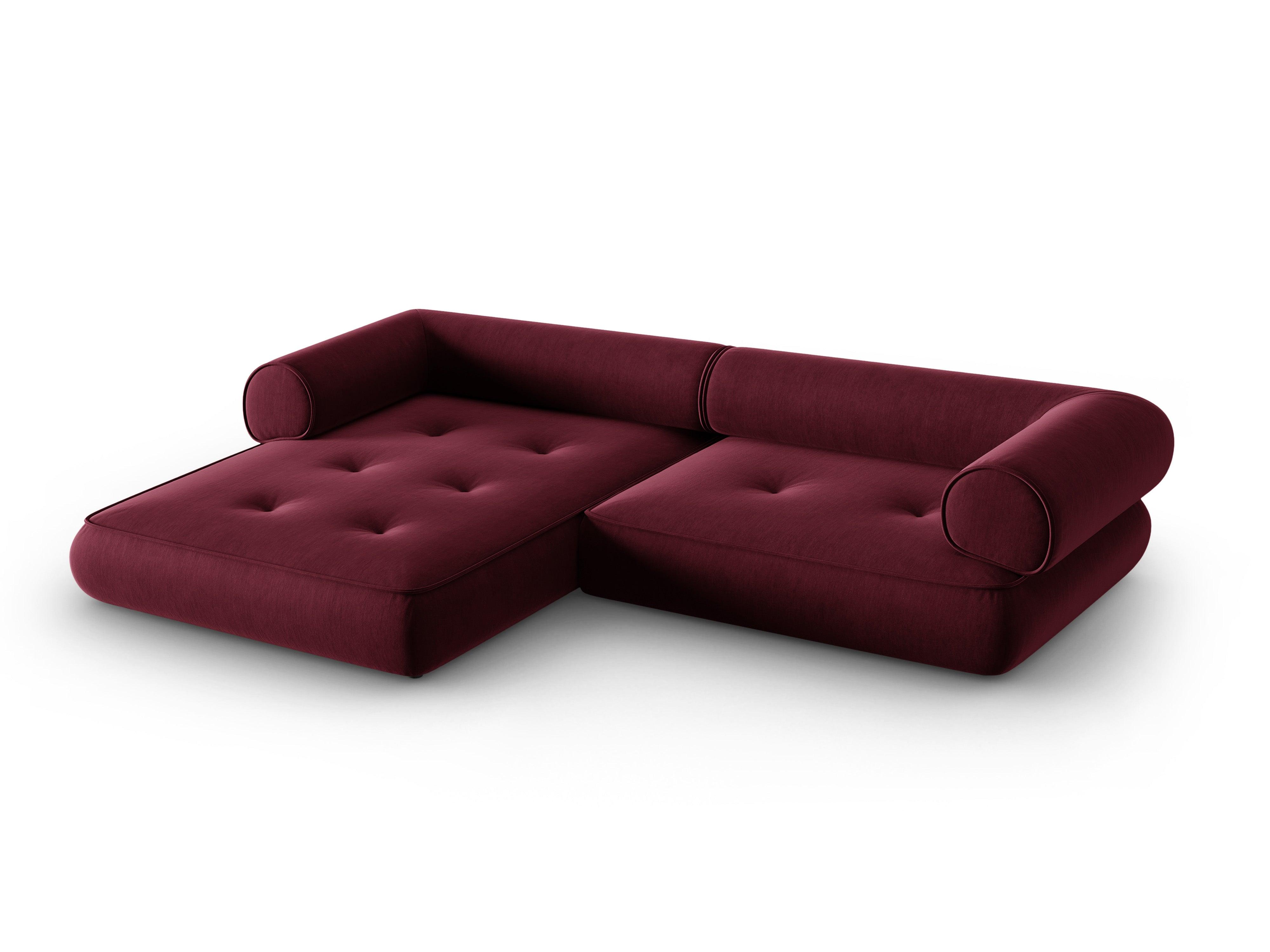 Narożnik w tkaninie szenilowej lewostronny LILY burgundowy Maison Heritage Eye on Design