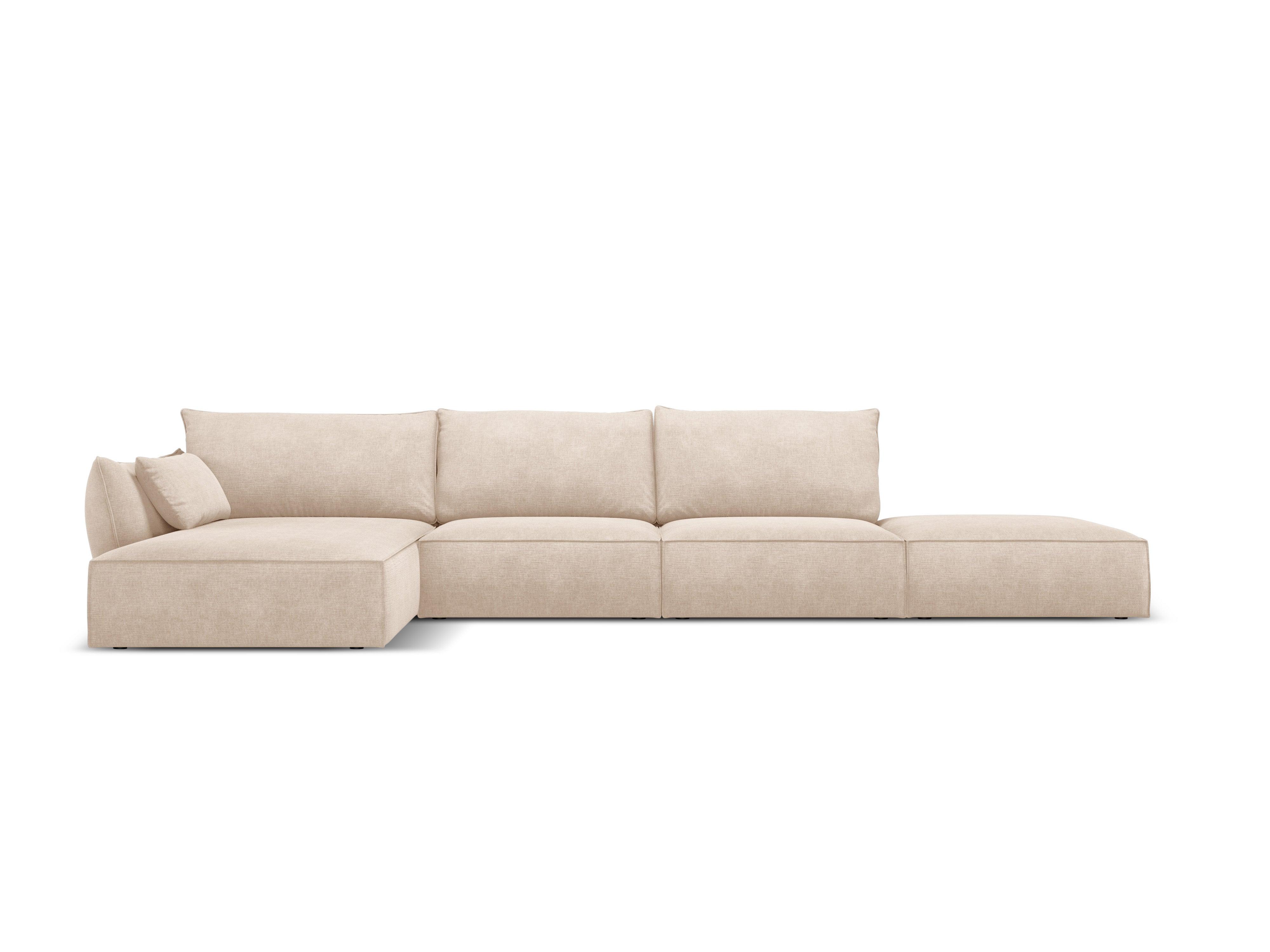 Narożnik w tkaninie szenilowej lewostronny otwarty VANDA beżowy Mazzini Sofas Eye on Design