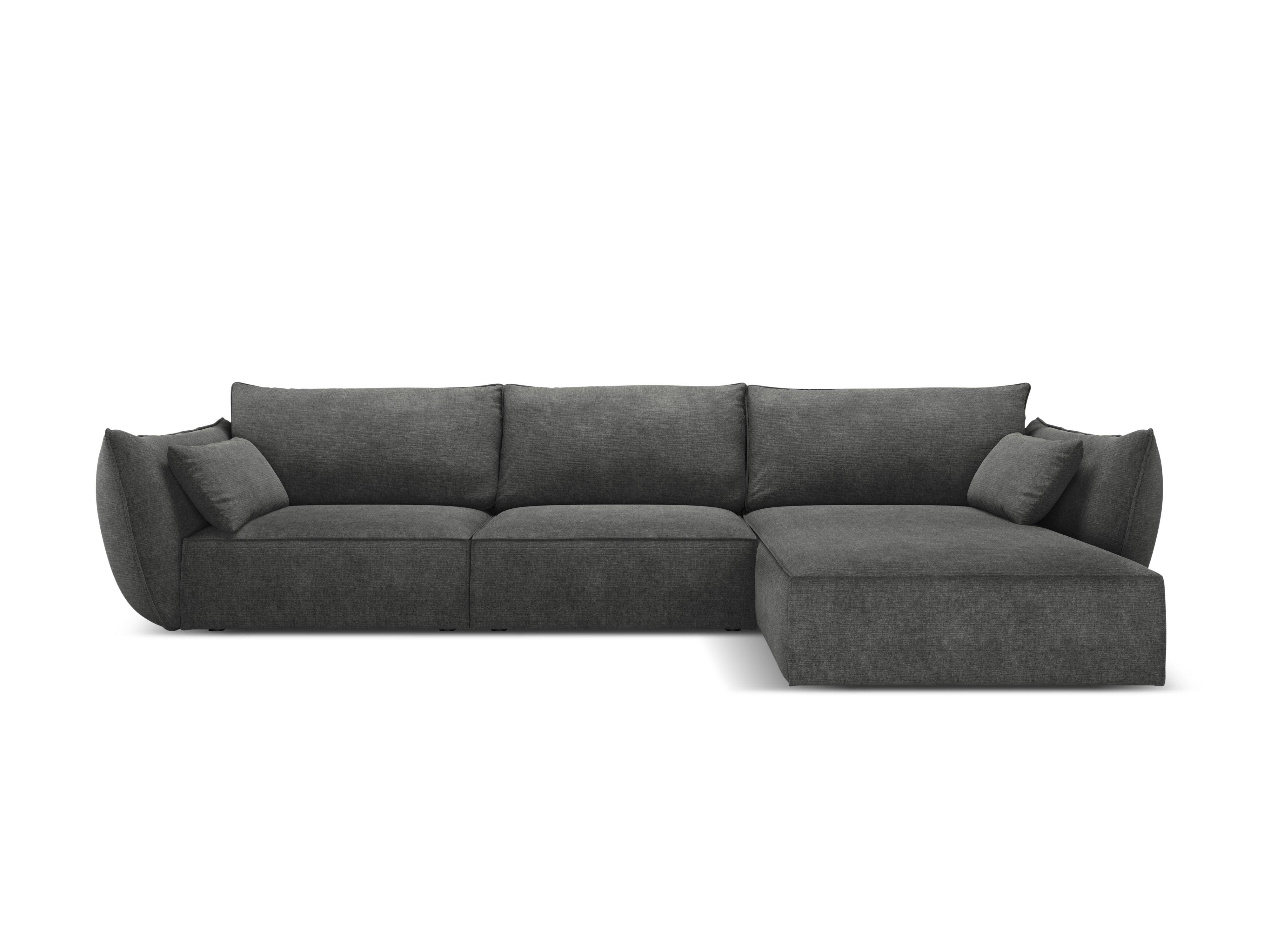 Narożnik w tkaninie szenilowej prawostronny 4-osobowy VANDA ciemnoszary Mazzini Sofas Eye on Design