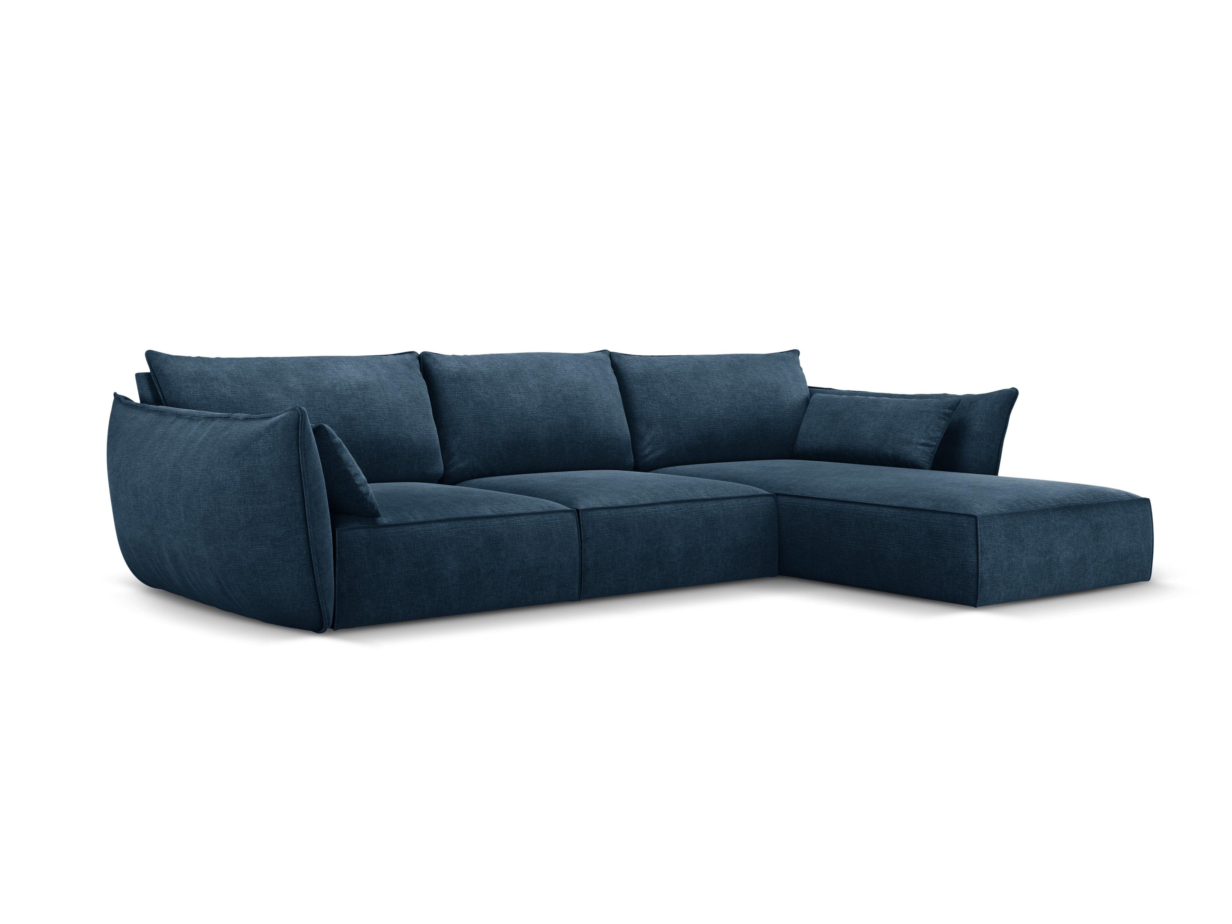 Narożnik w tkaninie szenilowej prawostronny 4-osobowy VANDA granat królewski Mazzini Sofas Eye on Design