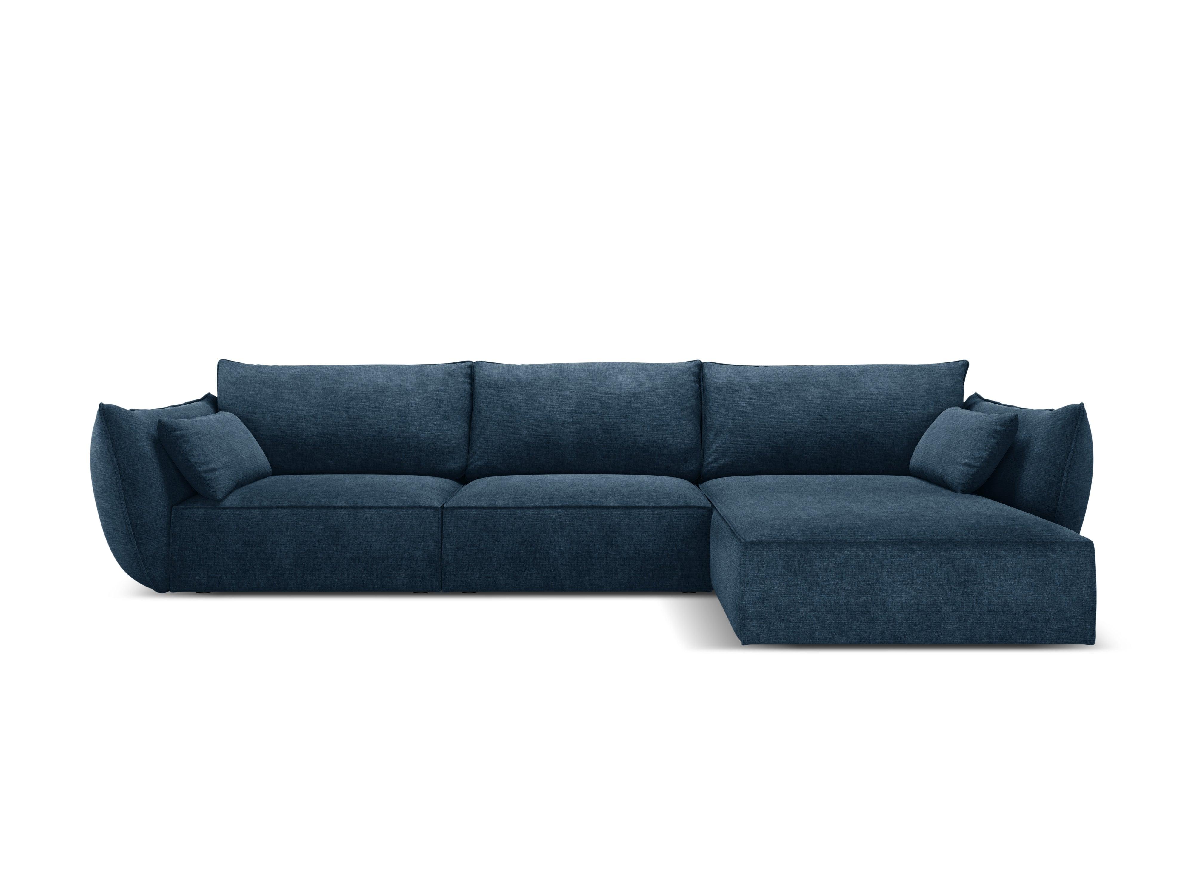 Narożnik w tkaninie szenilowej prawostronny 4-osobowy VANDA granat królewski Mazzini Sofas Eye on Design