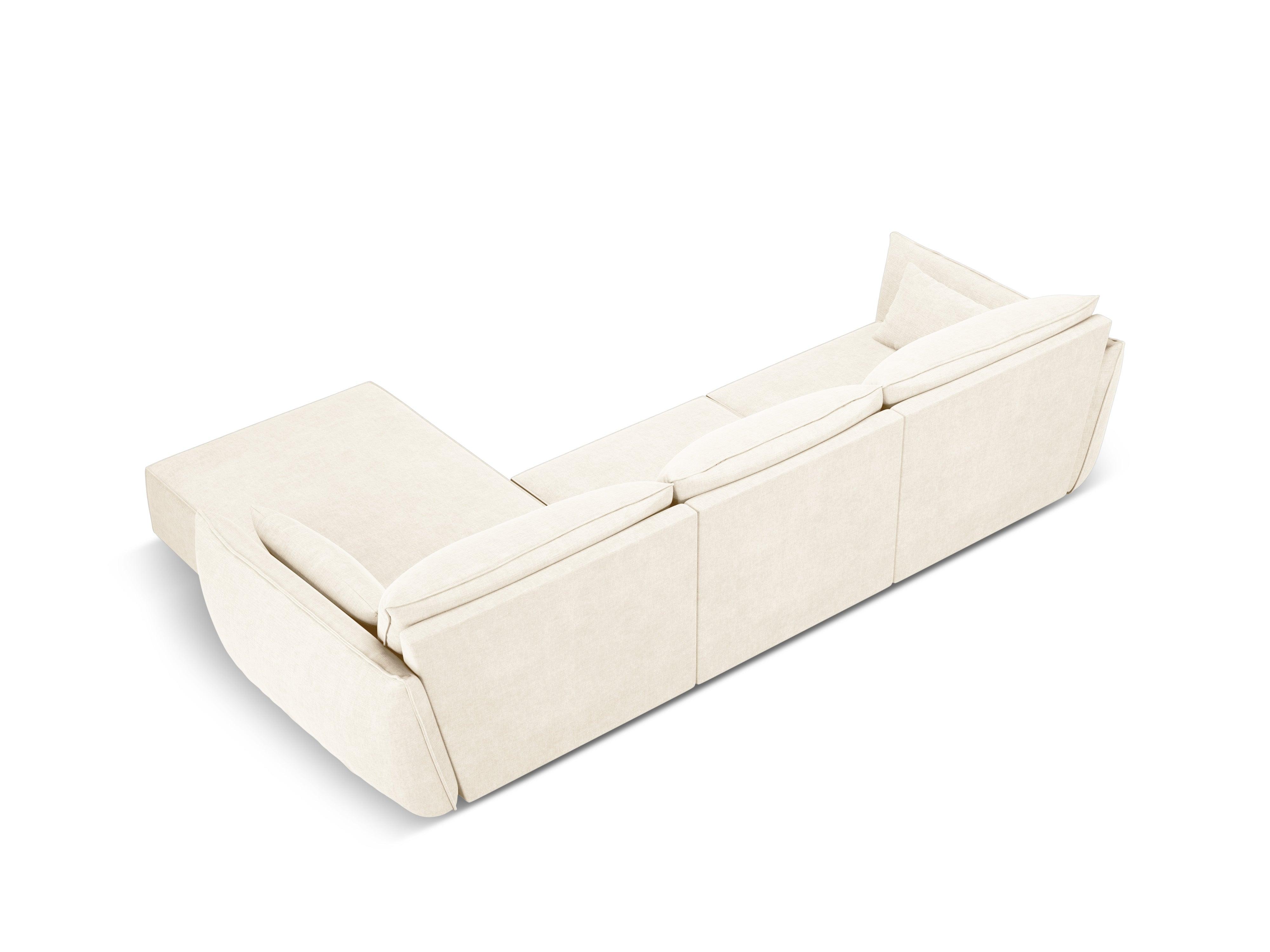 Narożnik w tkaninie szenilowej prawostronny 4-osobowy VANDA jasnobeżowy Mazzini Sofas Eye on Design