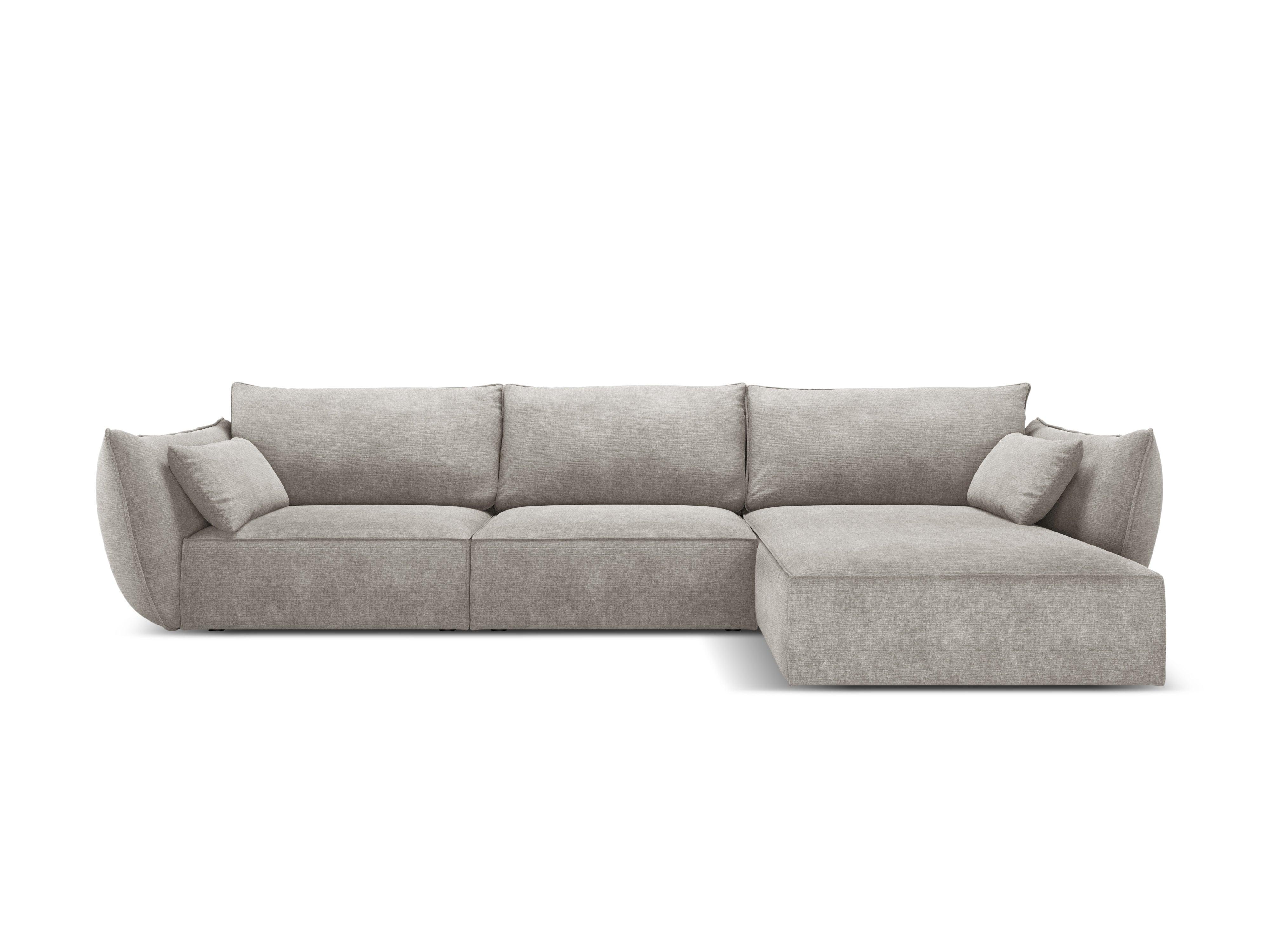 Narożnik w tkaninie szenilowej prawostronny 4-osobowy VANDA jasnoszary Mazzini Sofas Eye on Design