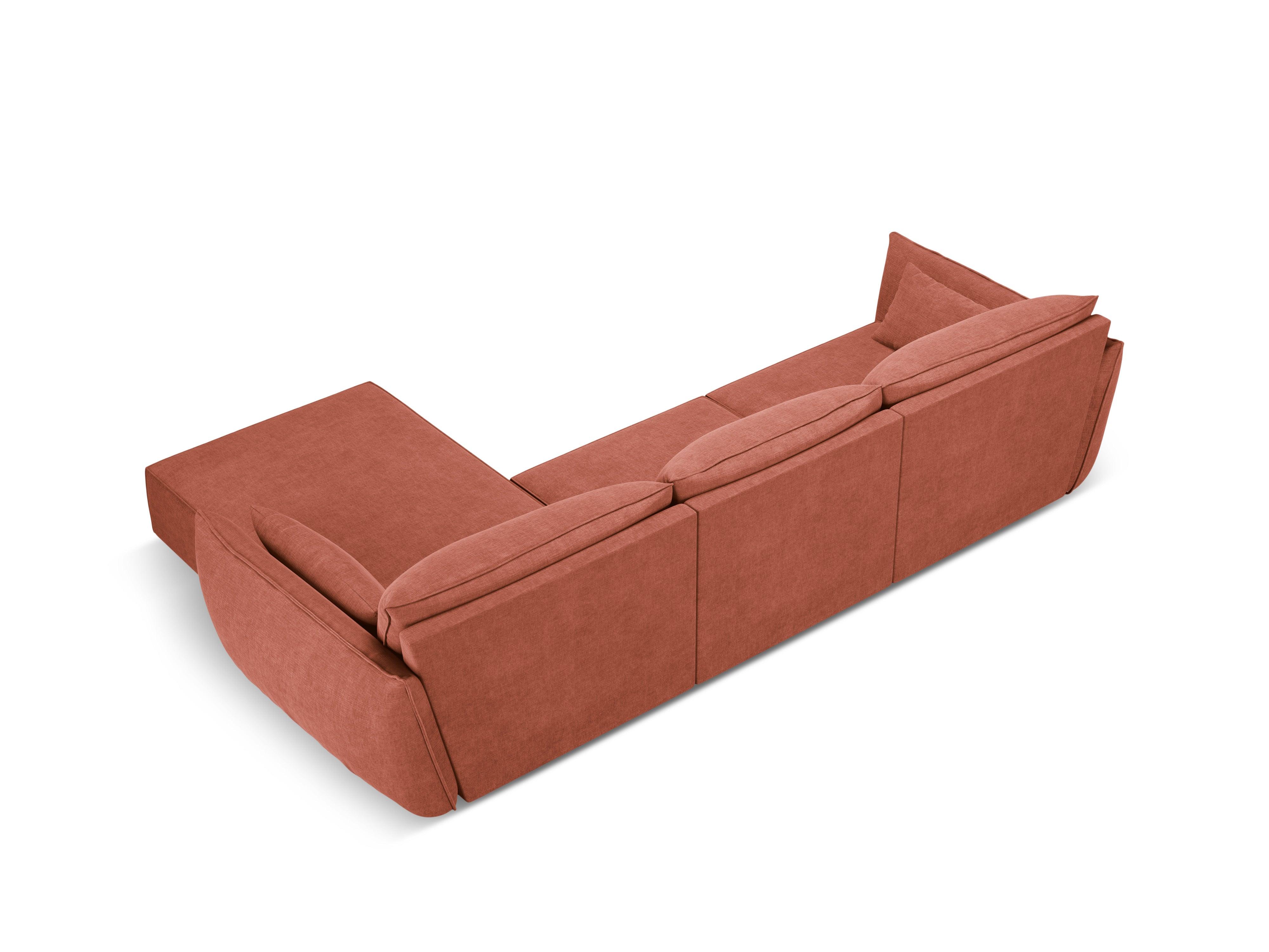 Narożnik w tkaninie szenilowej prawostronny 4-osobowy VANDA terracotta Mazzini Sofas Eye on Design