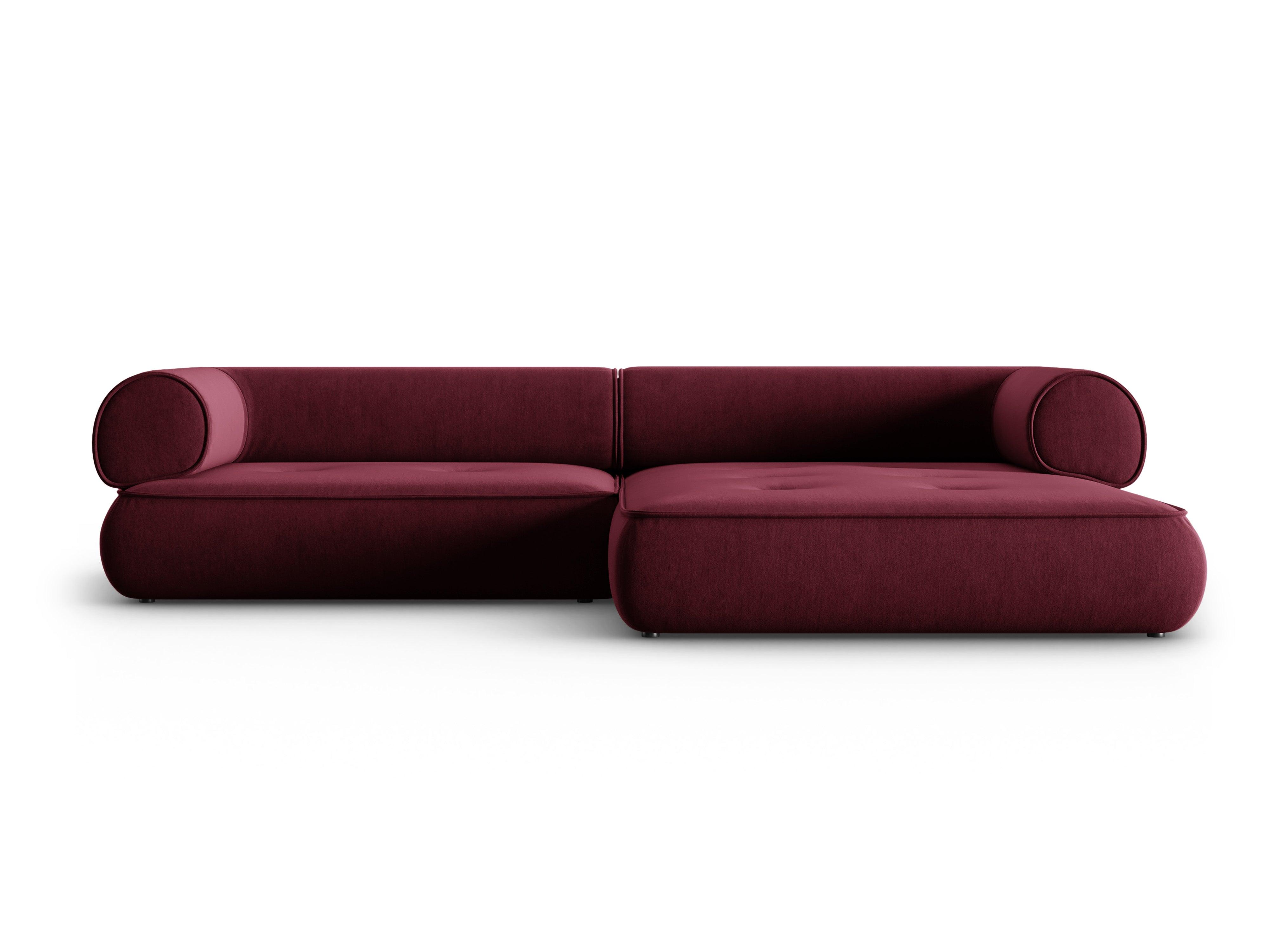 Narożnik w tkaninie szenilowej prawostronny LILY burgundowy Maison Heritage Eye on Design