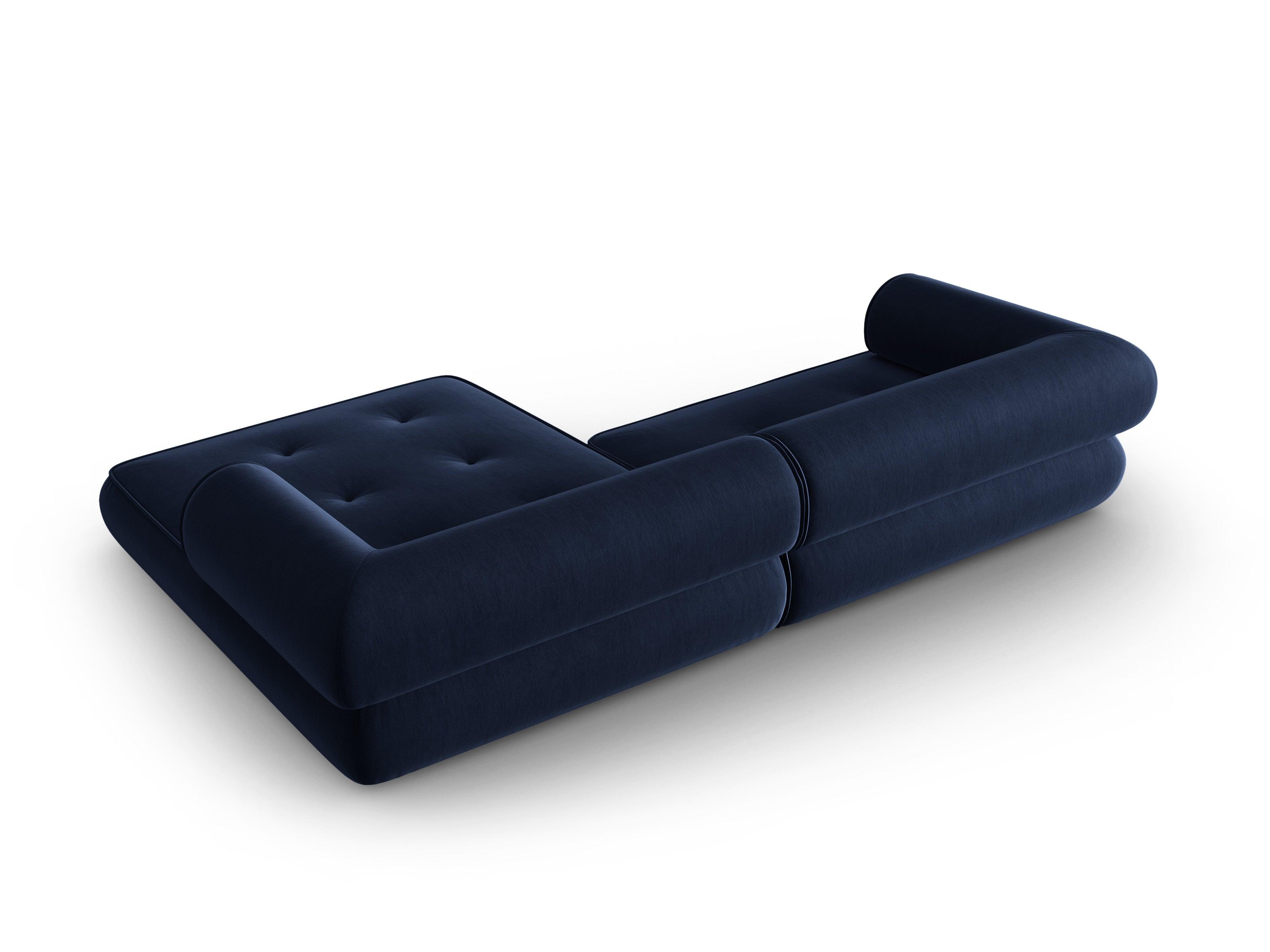 Narożnik w tkaninie szenilowej prawostronny LILY ciemnoniebieski Maison Heritage Eye on Design