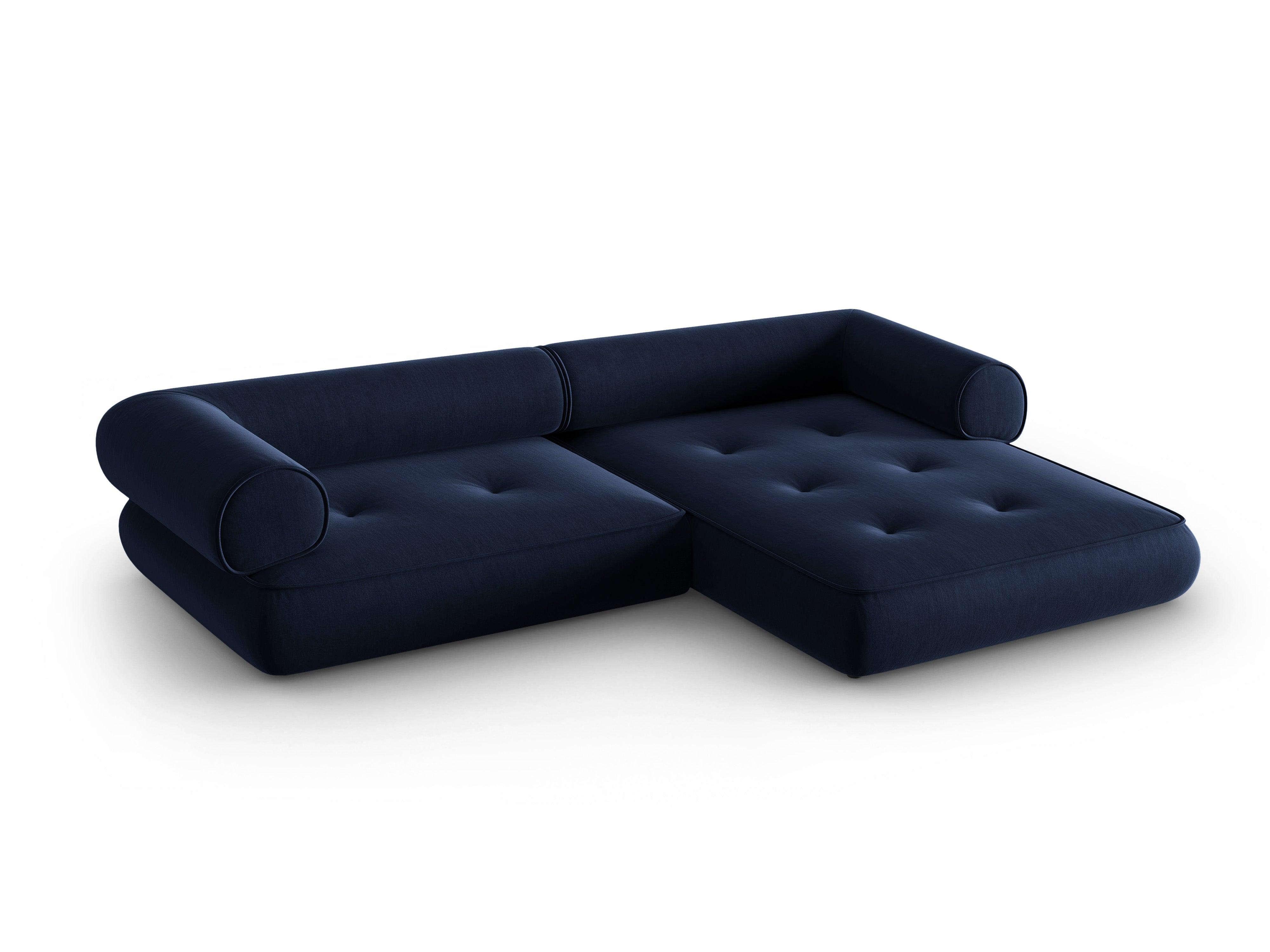 Narożnik w tkaninie szenilowej prawostronny LILY ciemnoniebieski Maison Heritage Eye on Design