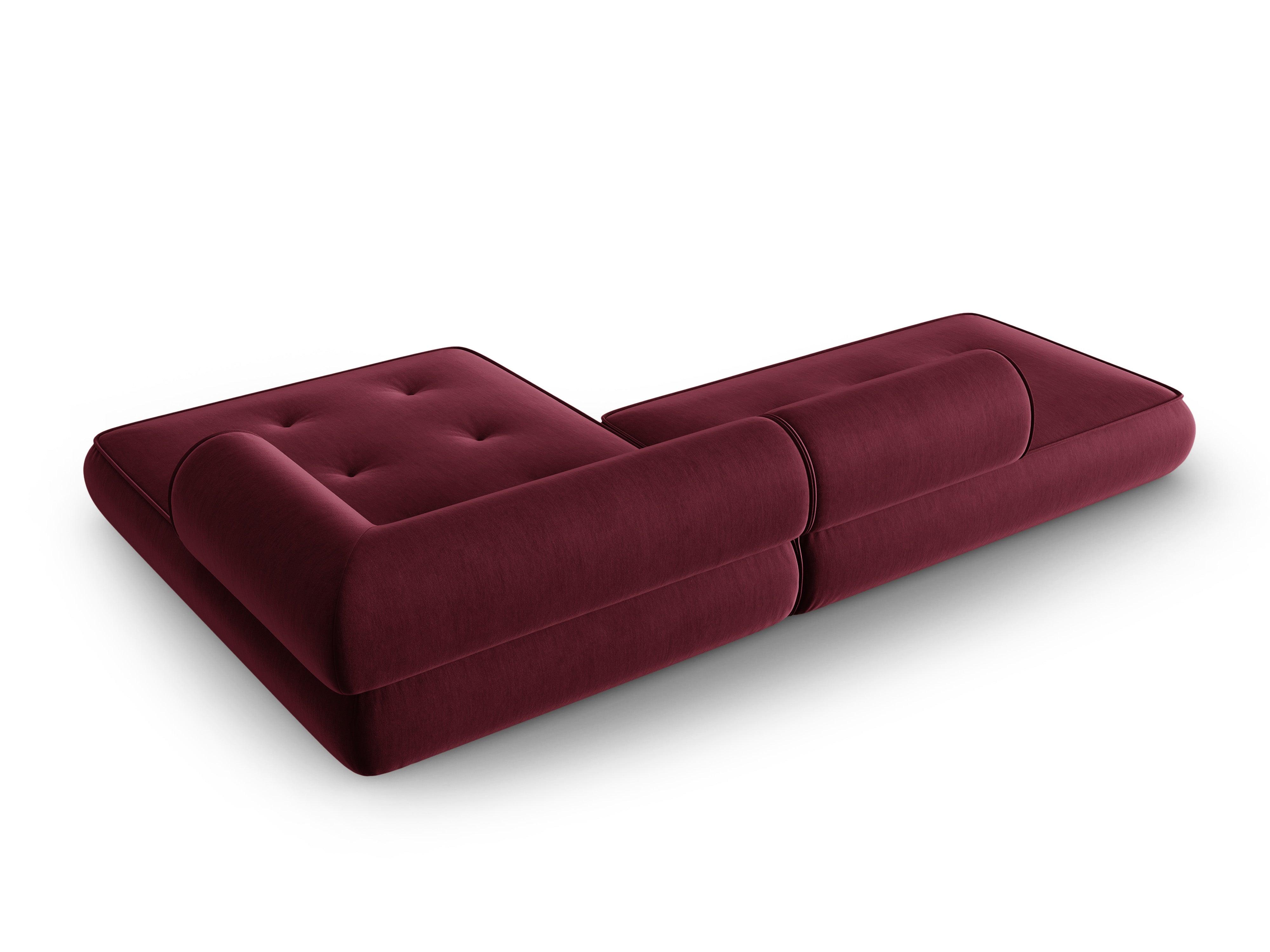 Narożnik w tkaninie szenilowej prawostronny otwarty LILY burgundowy Maison Heritage Eye on Design