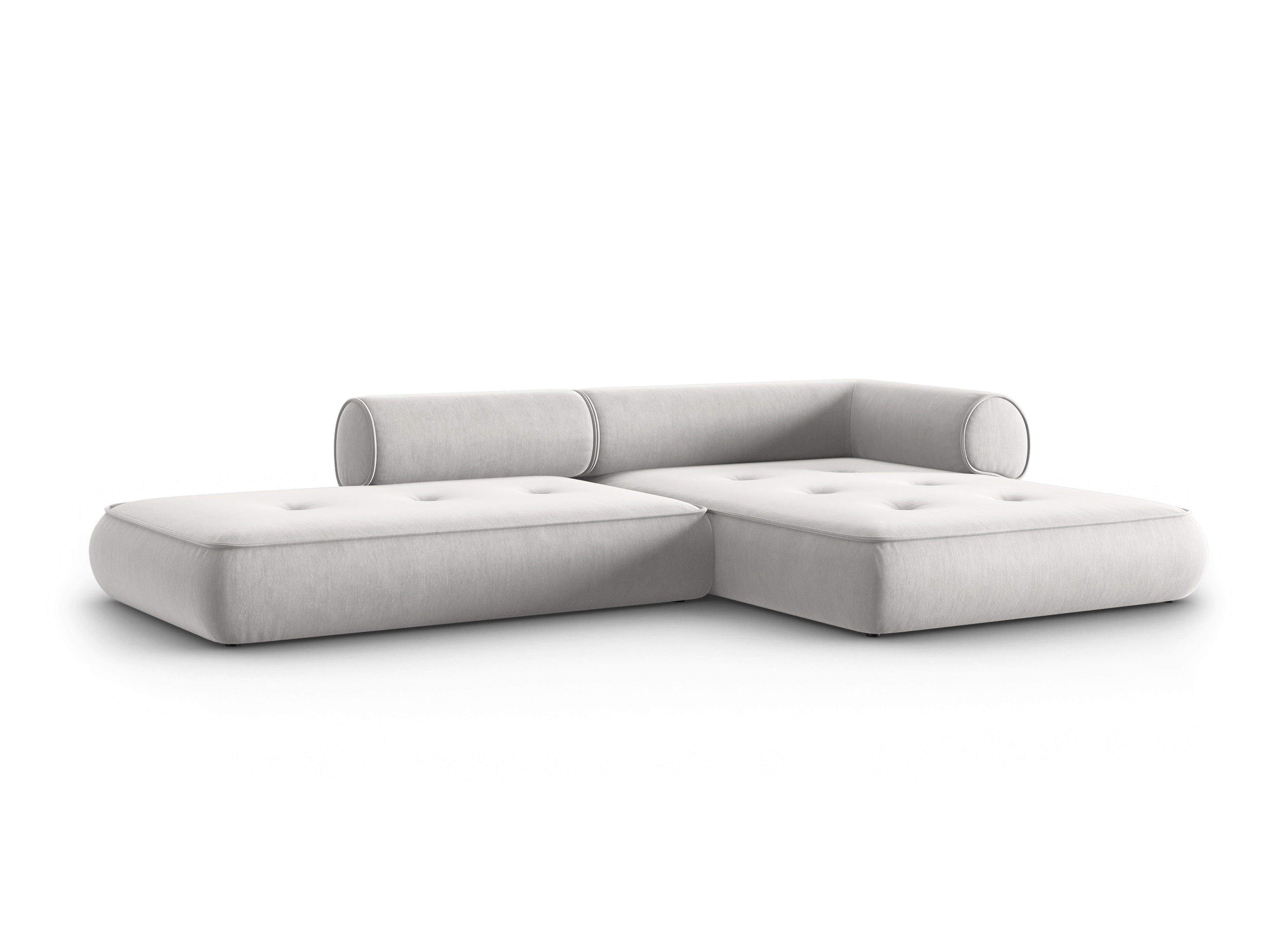 Narożnik w tkaninie szenilowej prawostronny otwarty LILY srebrny Maison Heritage Eye on Design