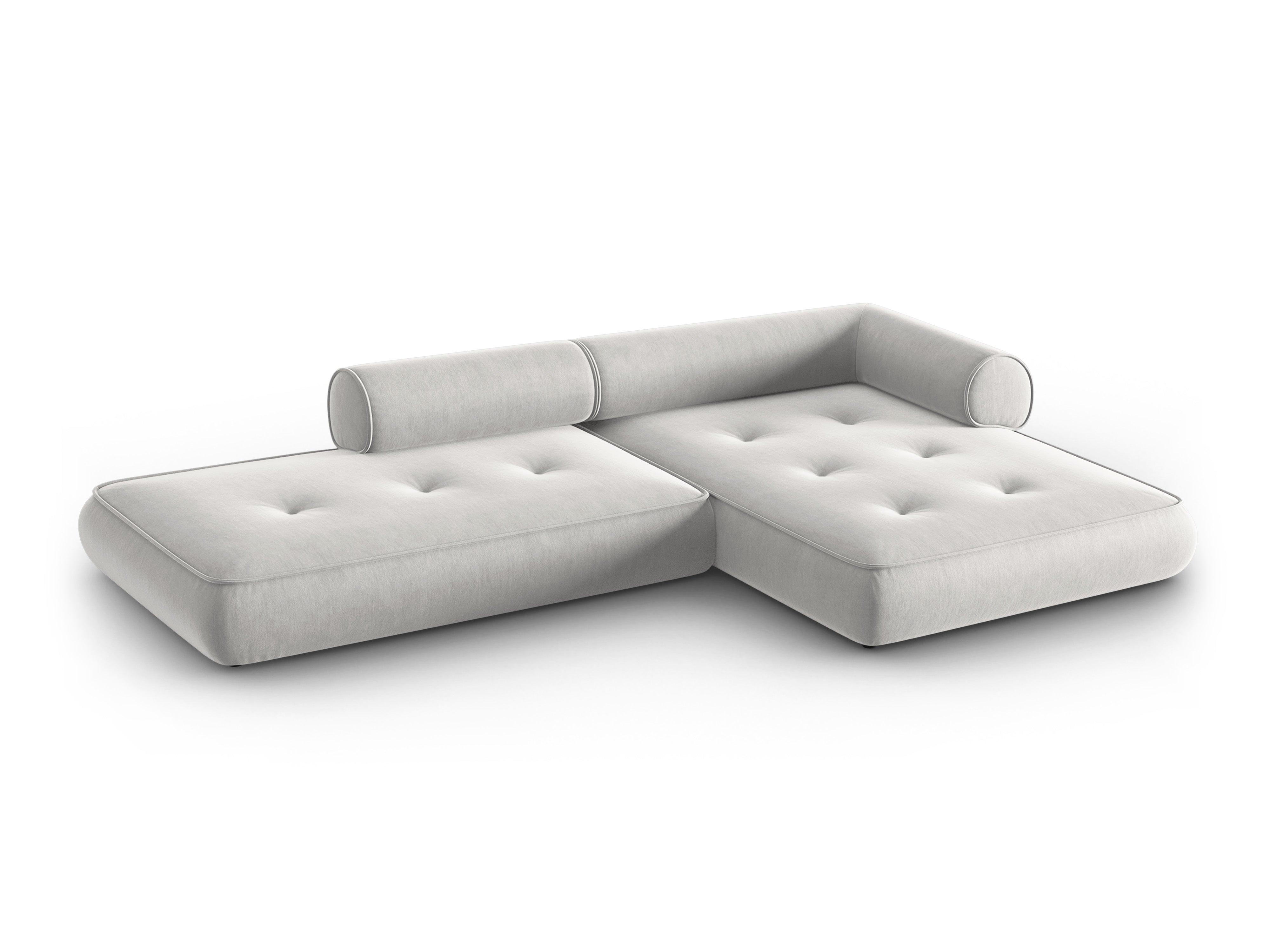 Narożnik w tkaninie szenilowej prawostronny otwarty LILY srebrny Maison Heritage Eye on Design