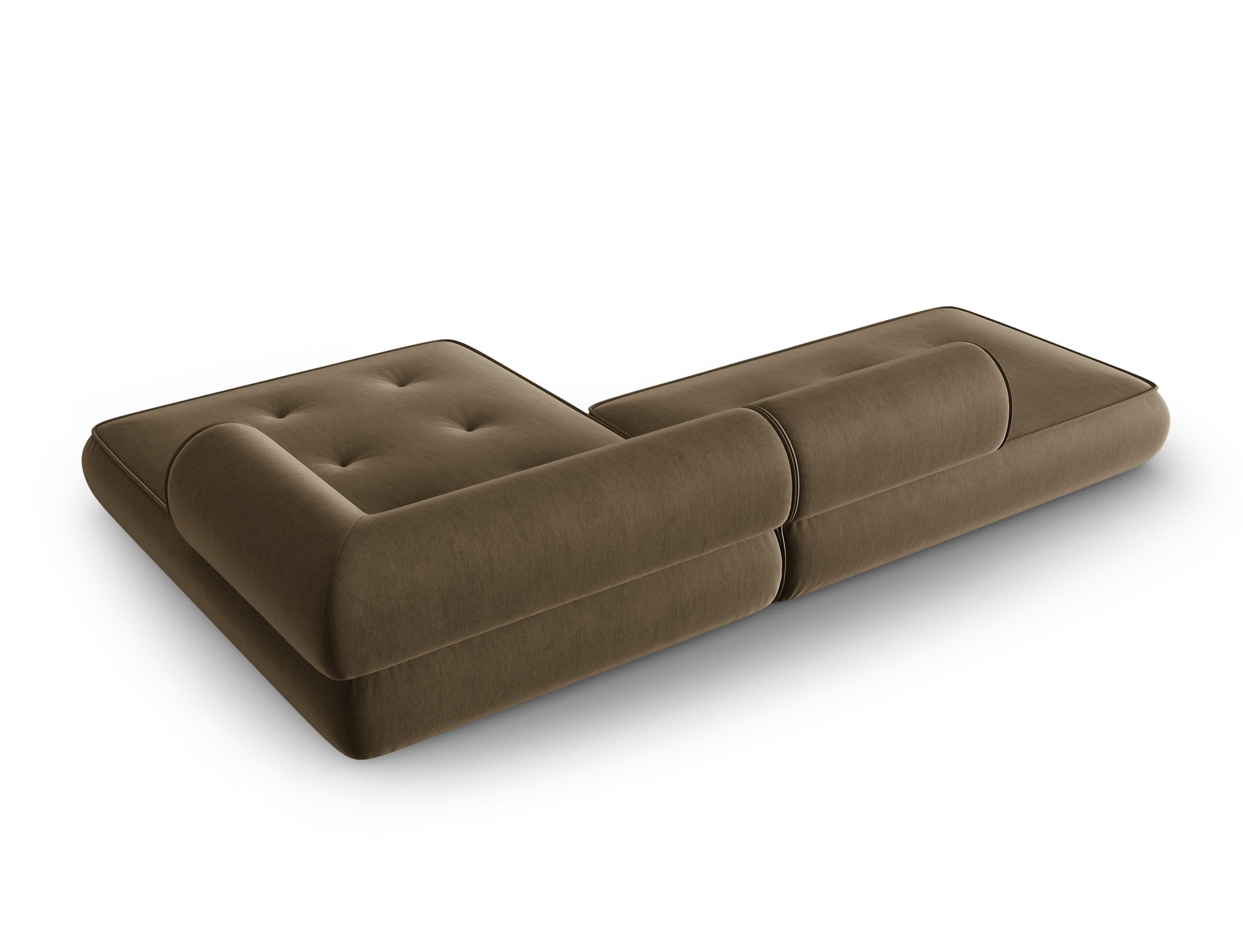 Narożnik w tkaninie szenilowej prawostronny otwarty LILY szarobrązowy Maison Heritage Eye on Design