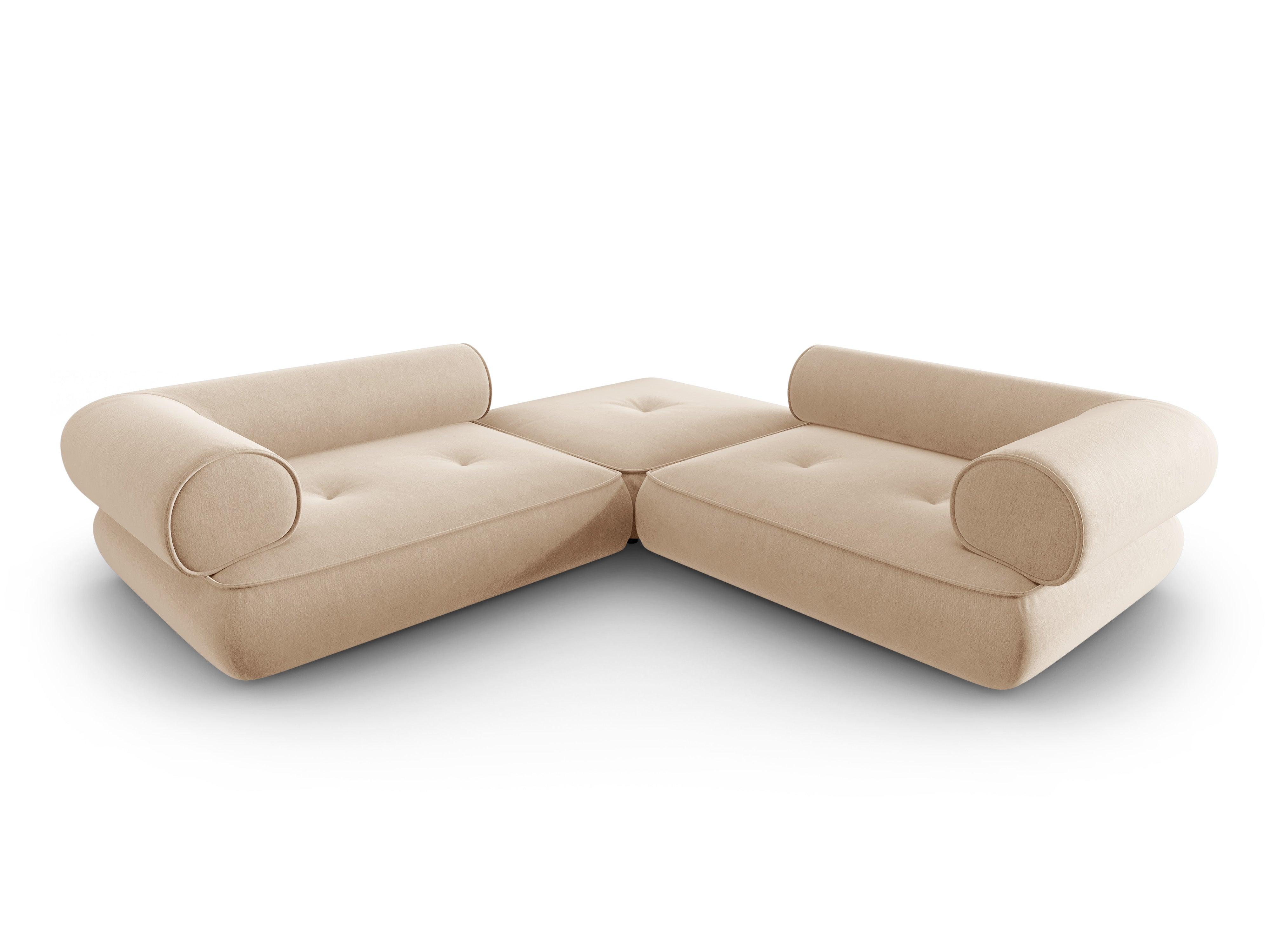 Narożnik w tkaninie szenilowej symetryczny otwarty LILY beżowy Maison Heritage Eye on Design