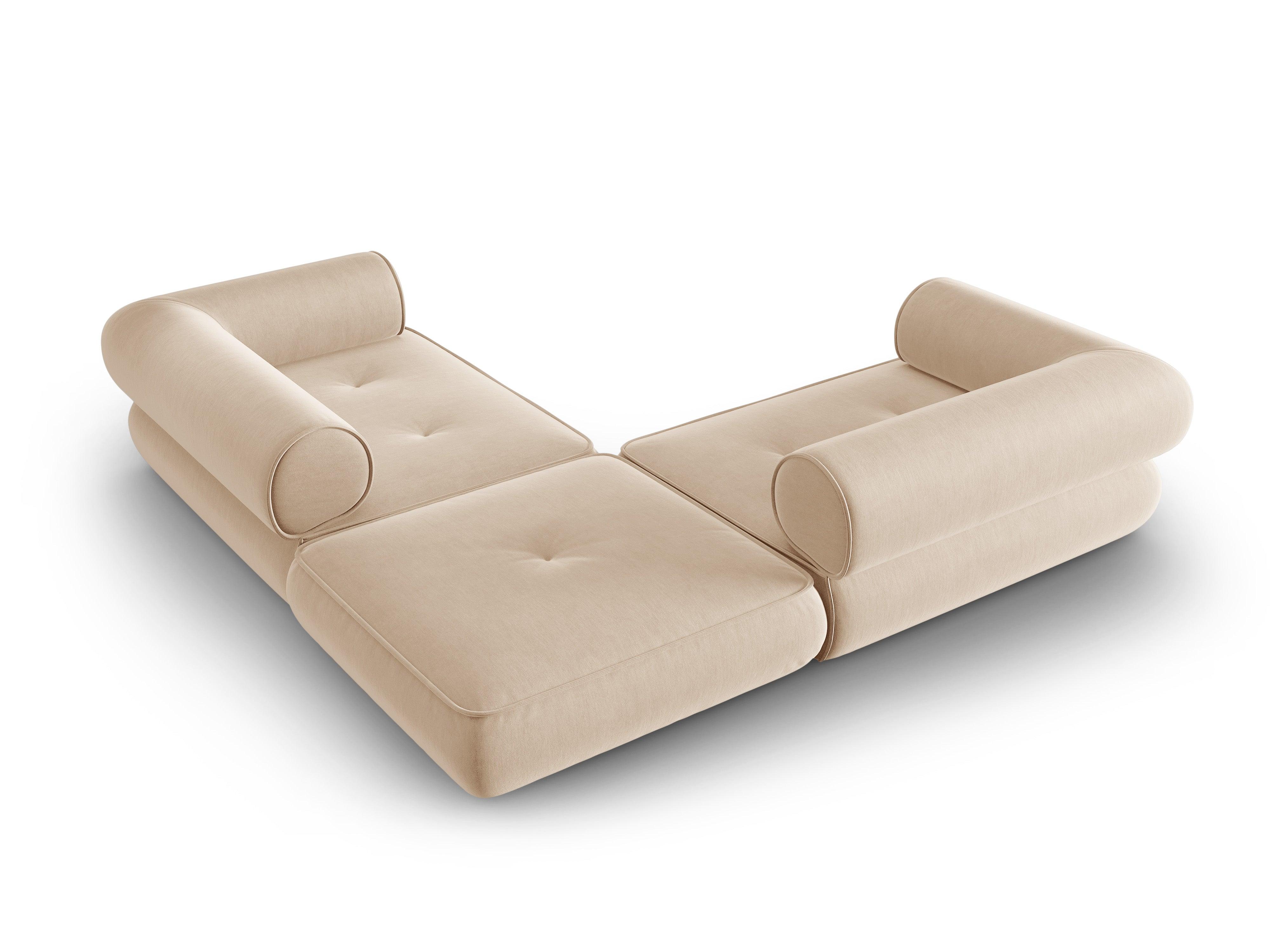 Narożnik w tkaninie szenilowej symetryczny otwarty LILY beżowy Maison Heritage Eye on Design