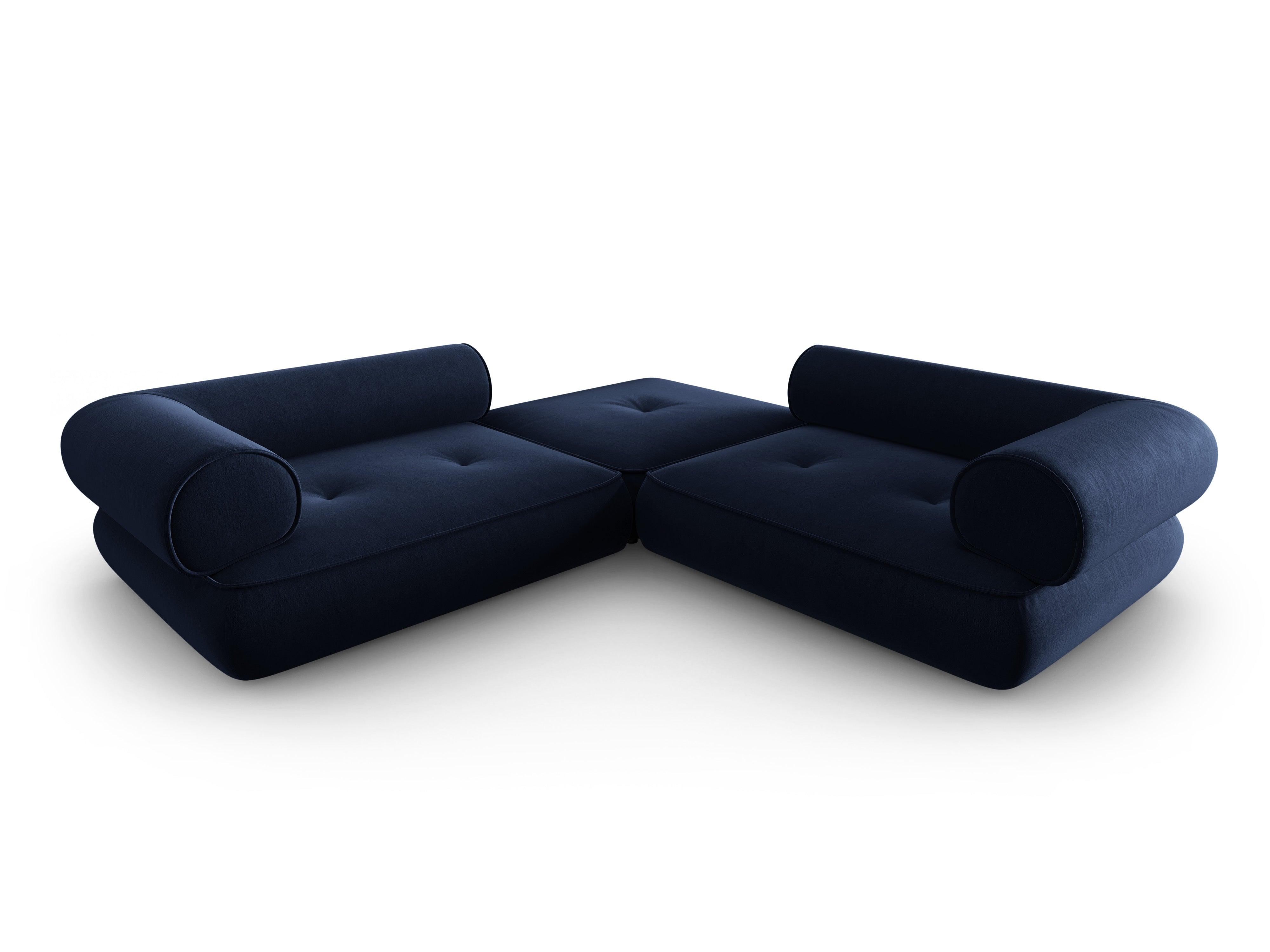 Narożnik w tkaninie szenilowej symetryczny otwarty LILY ciemnoniebieski Maison Heritage Eye on Design