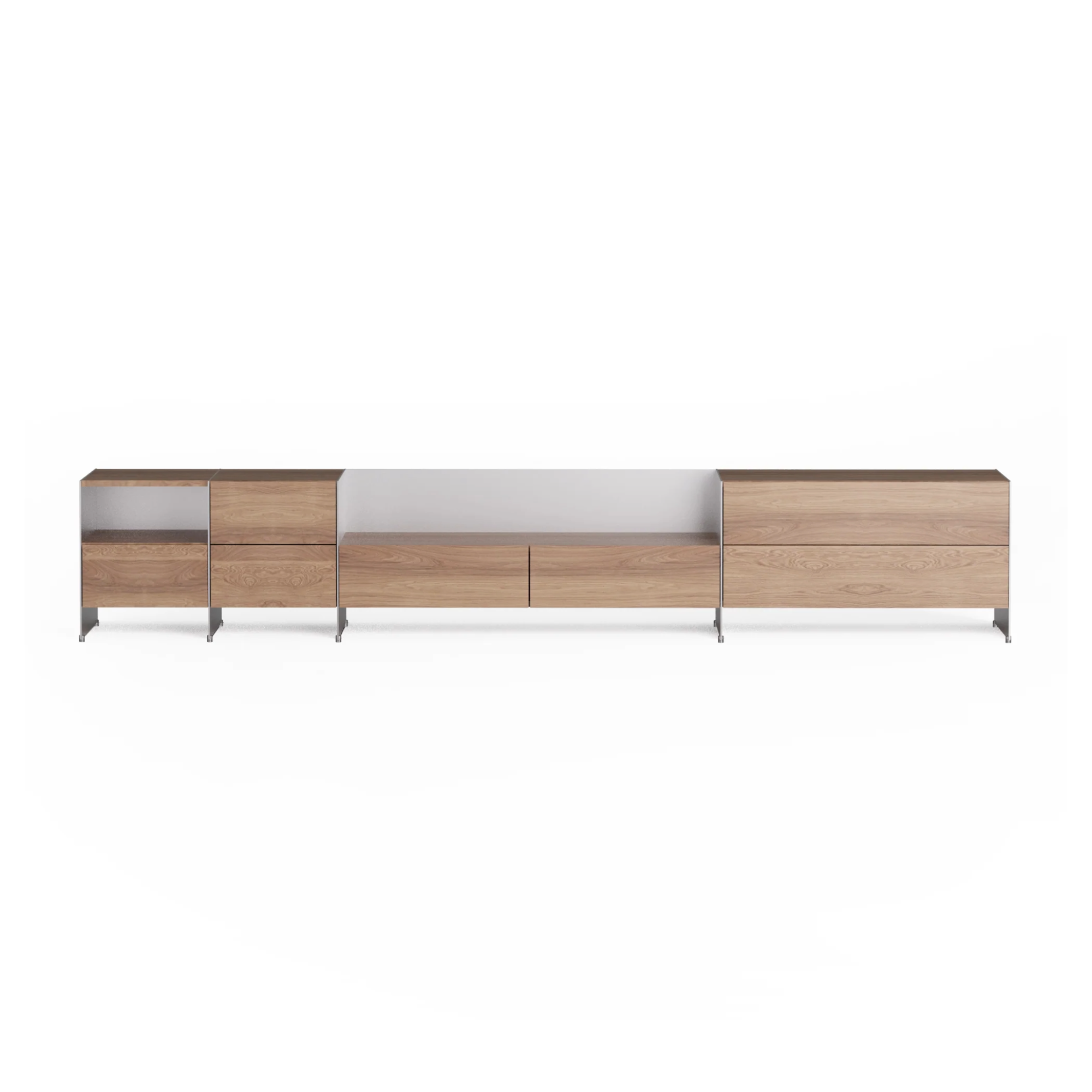 Modular Cabinet ALOOX 4 Oak Wood with Aluminum Finish