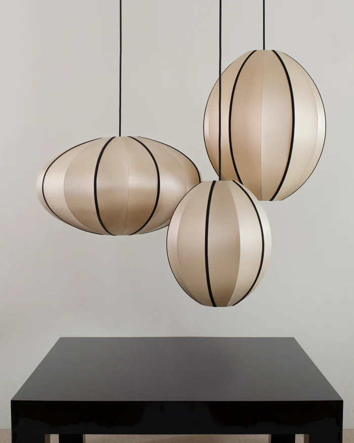 Beige OVAL lampshade with black