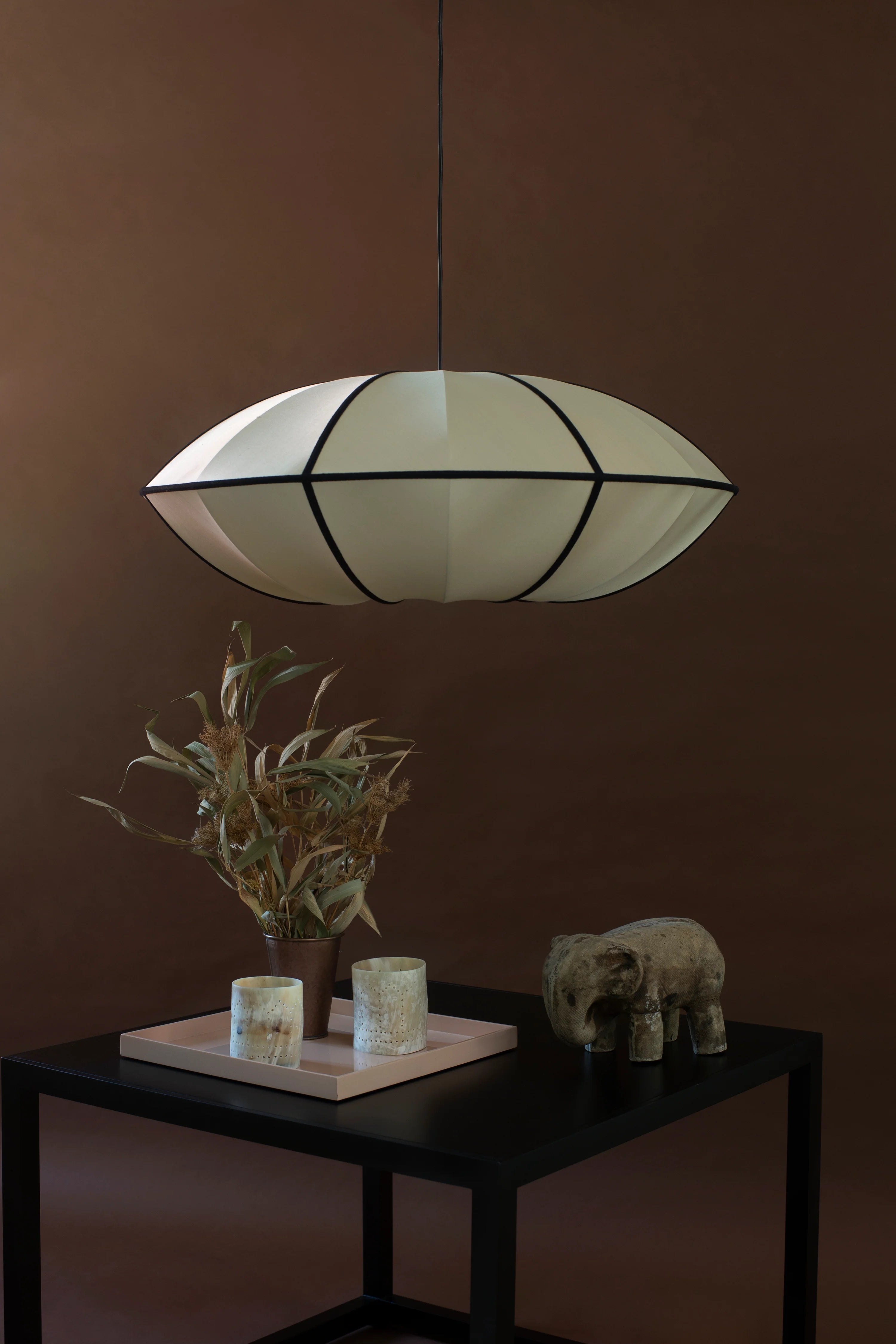 Beige UFO Lamp Shade with Black