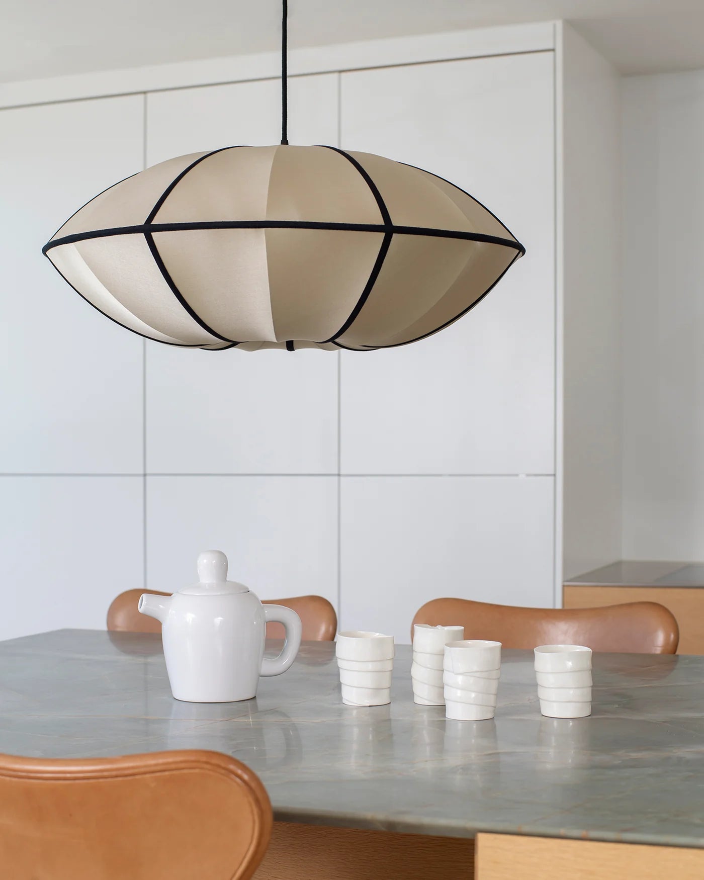 Beige UFO Lamp Shade with Black