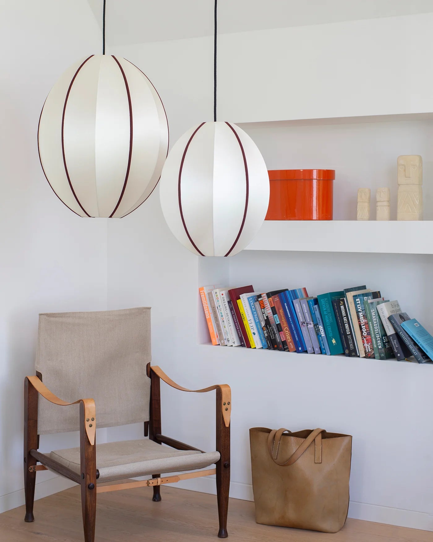 Oval lampshade broken white with burgundy