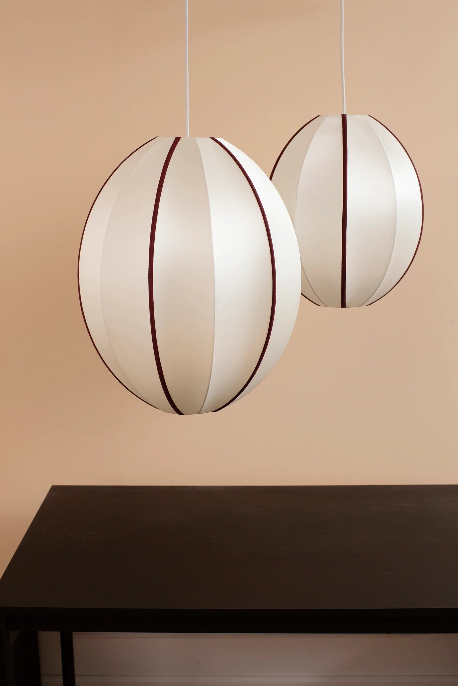 Oval lampshade broken white with burgundy