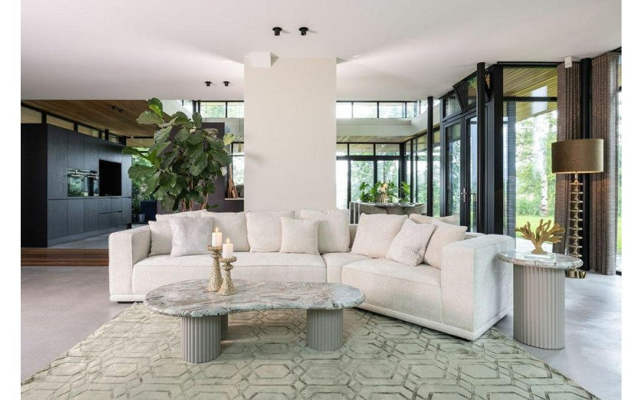 Beige CORONEL bijzettafel met marmeren blad