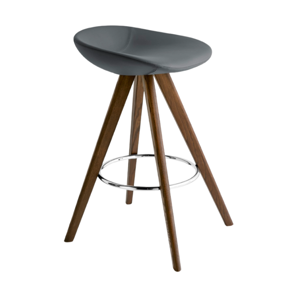 Barhocker PALM gepolstert mit dunklem Holzgestell