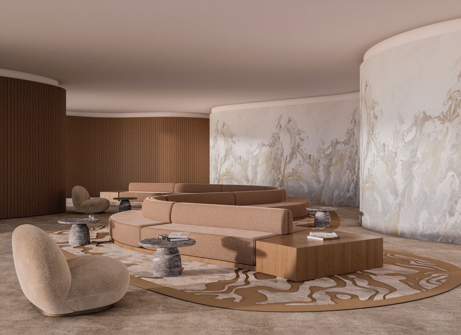 Muurschildering geïnspireerd op Italiaanse marmer CALACATTA grijs met beige