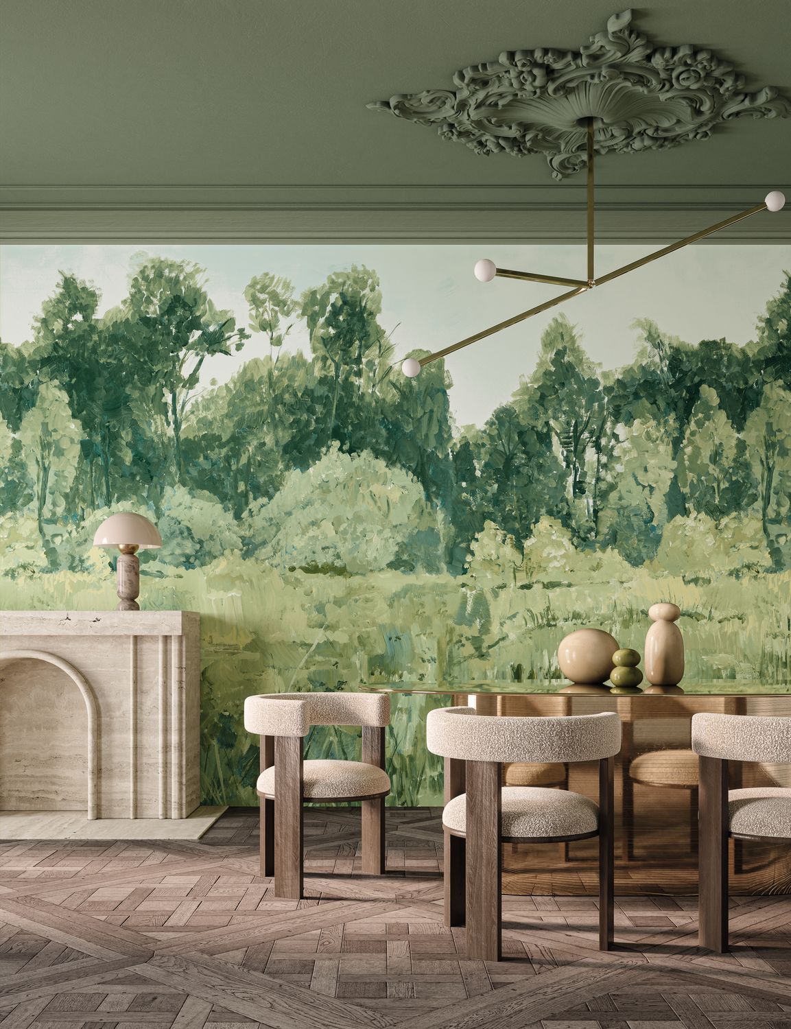 Wandbild mit Baumlandschaft COLVERT grün