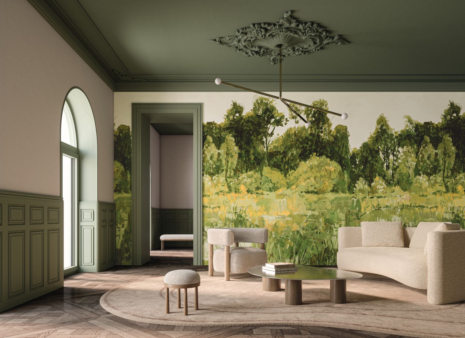 Wandbild mit Baumlandschaft COLVERT grün