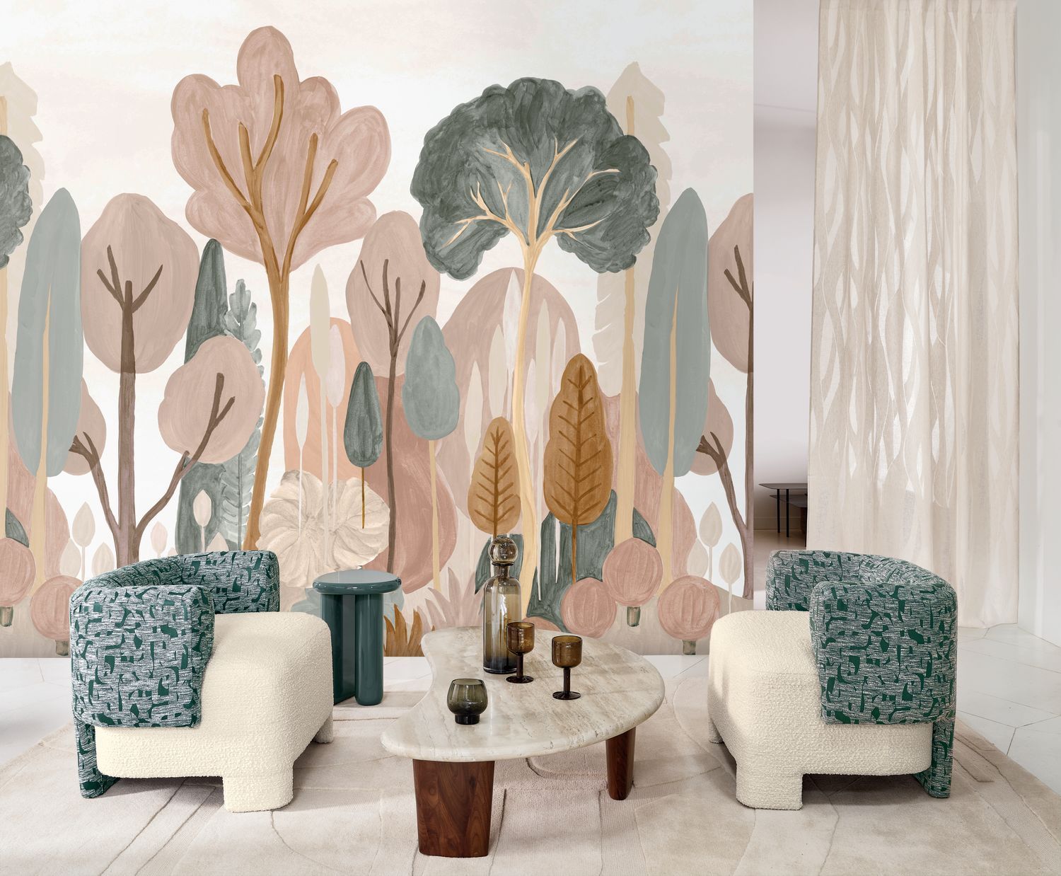 Wandbild mit Baumlandschaft ORME grün